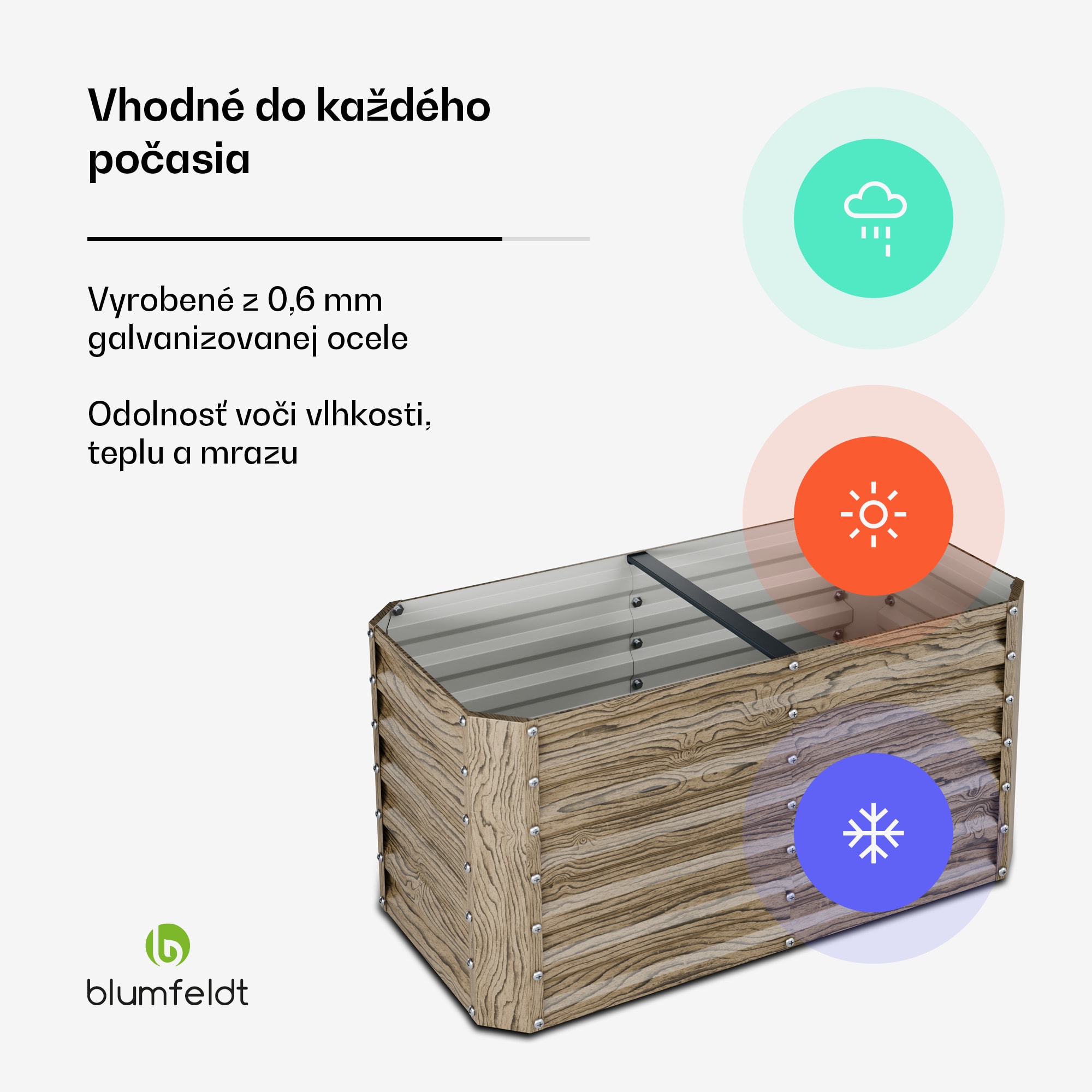 Blumfeldt High Grow Straight vyvýšený záhon, 432 L, Ergonomický, Odolný voči poveternostným vplyvom, Otvorená základňa