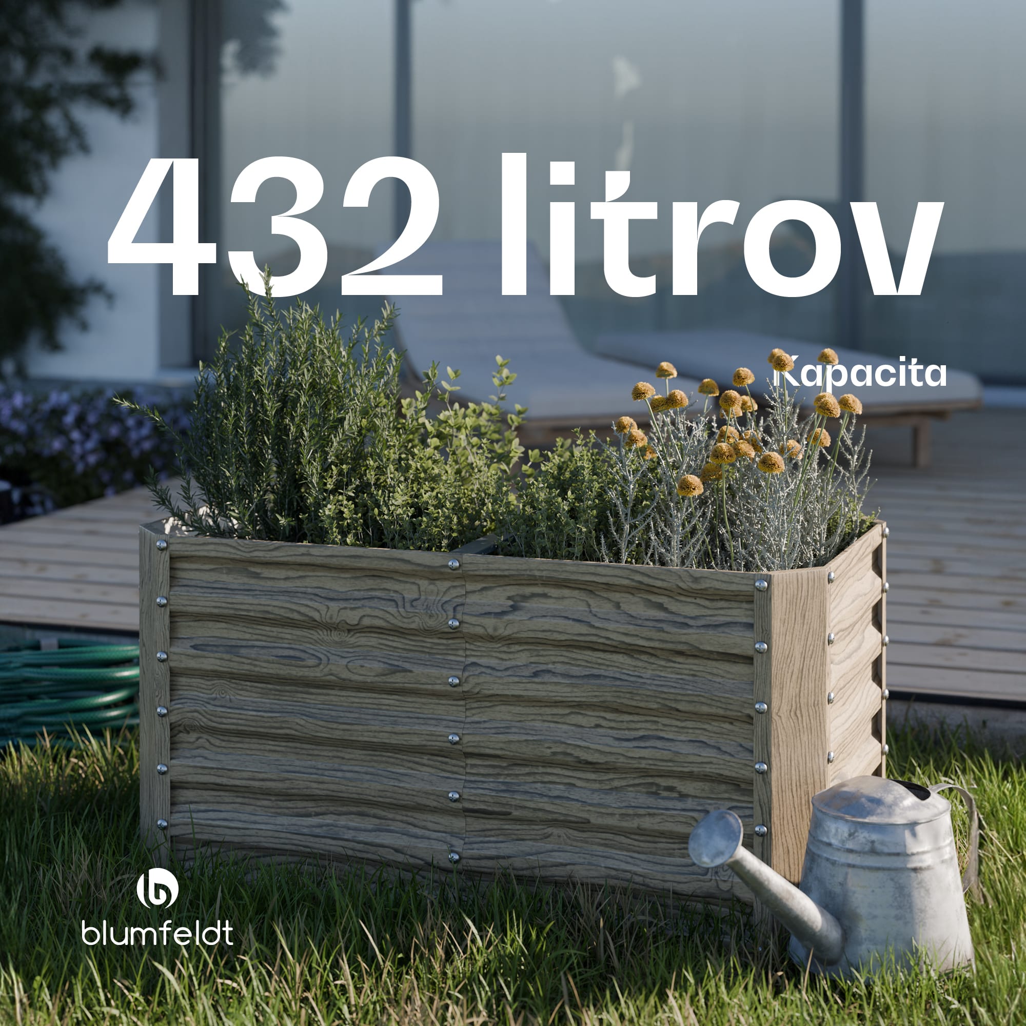 Blumfeldt High Grow Straight vyvýšený záhon, 432 L, Ergonomický, Odolný voči poveternostným vplyvom, Otvorená základňa – Obrázok 4