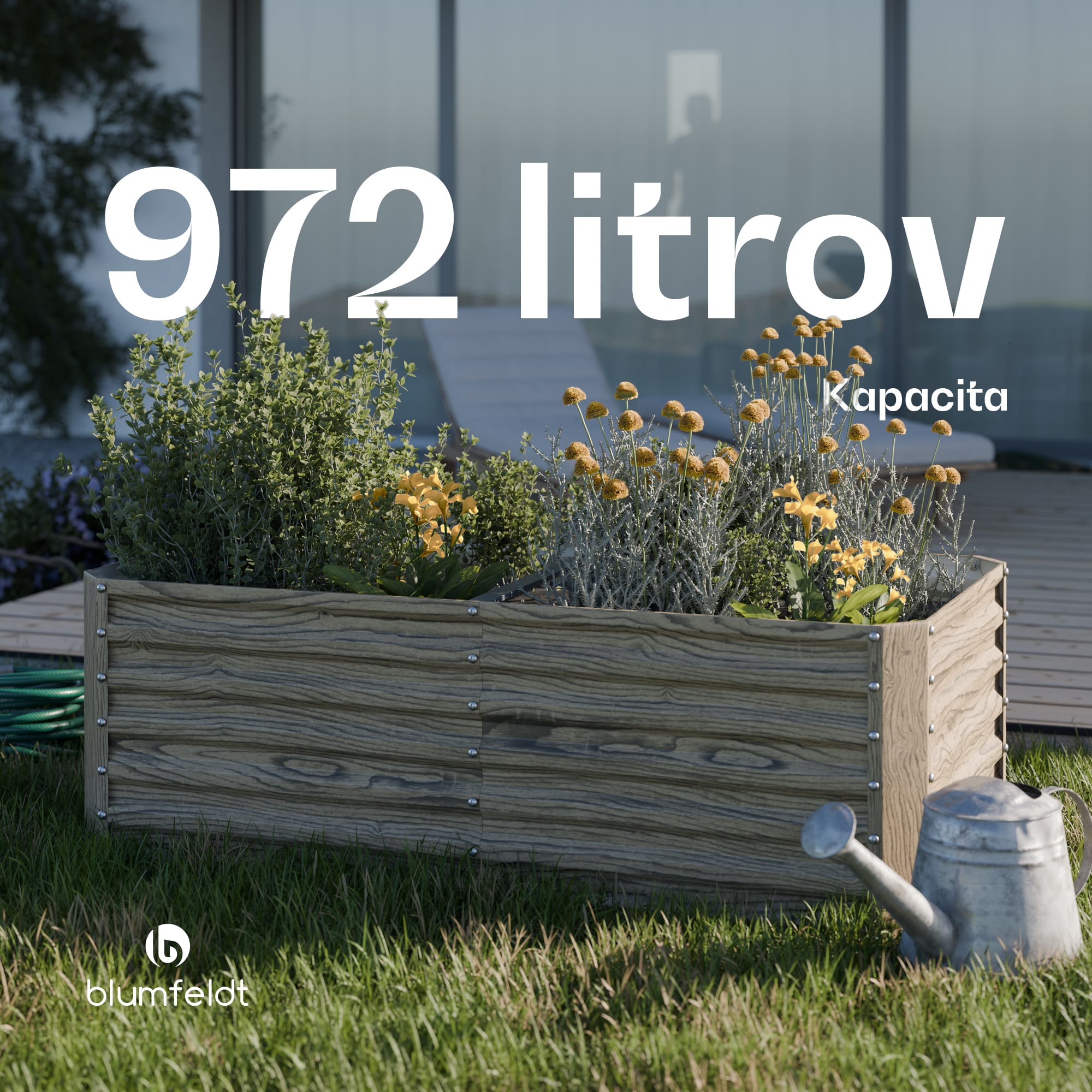 Blumfeldt High Grow Straight vyvýšený záhon, 972 L, Ergonomický, Odolný voči poveternostným vplyvom, Otvorená základňa – Obrázok 4