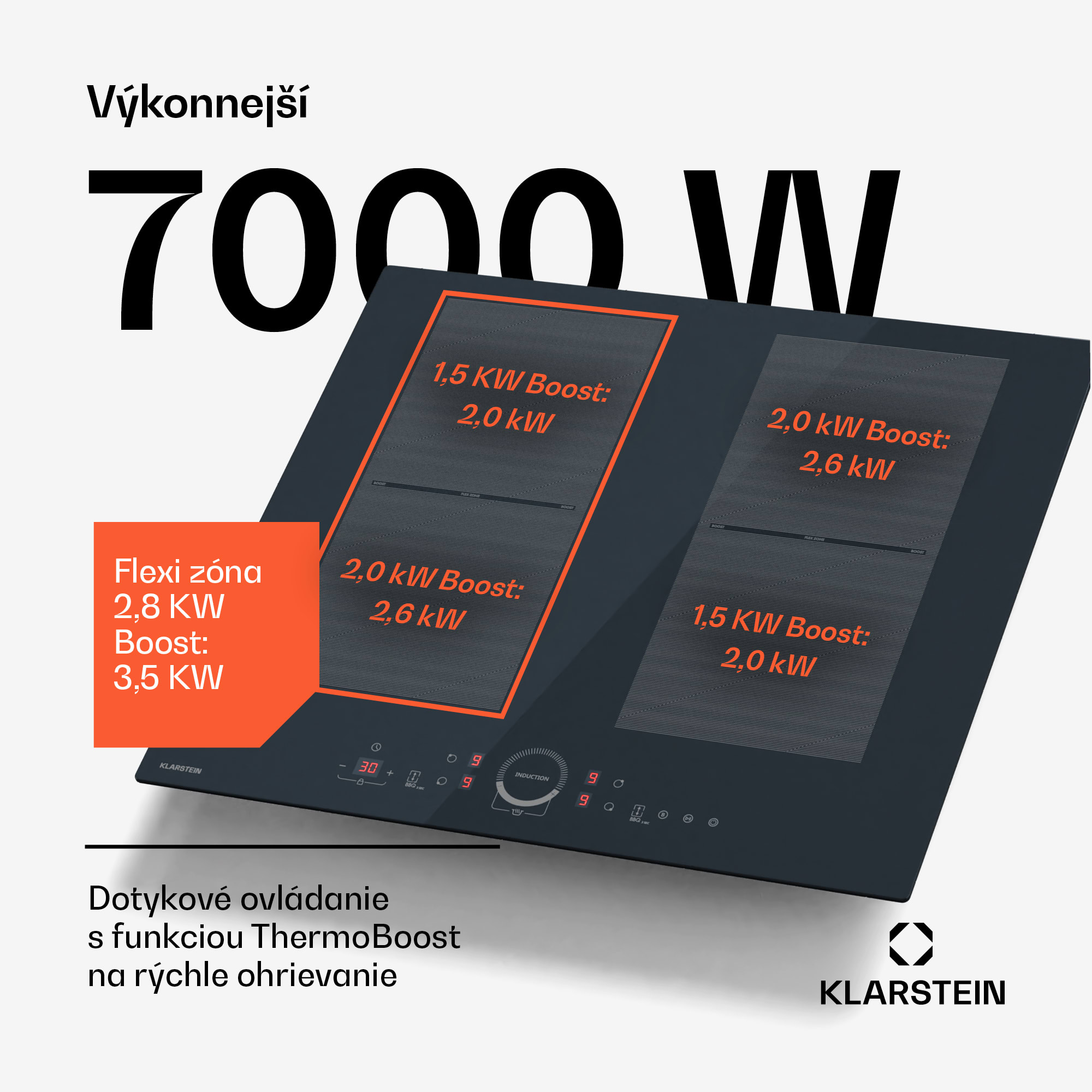 Klarstein Delicatessa 60 Flex vstavaná indukčná varná doska, 7000 W, Flexi zóna, Booster, Indukcia – Obrázok 2