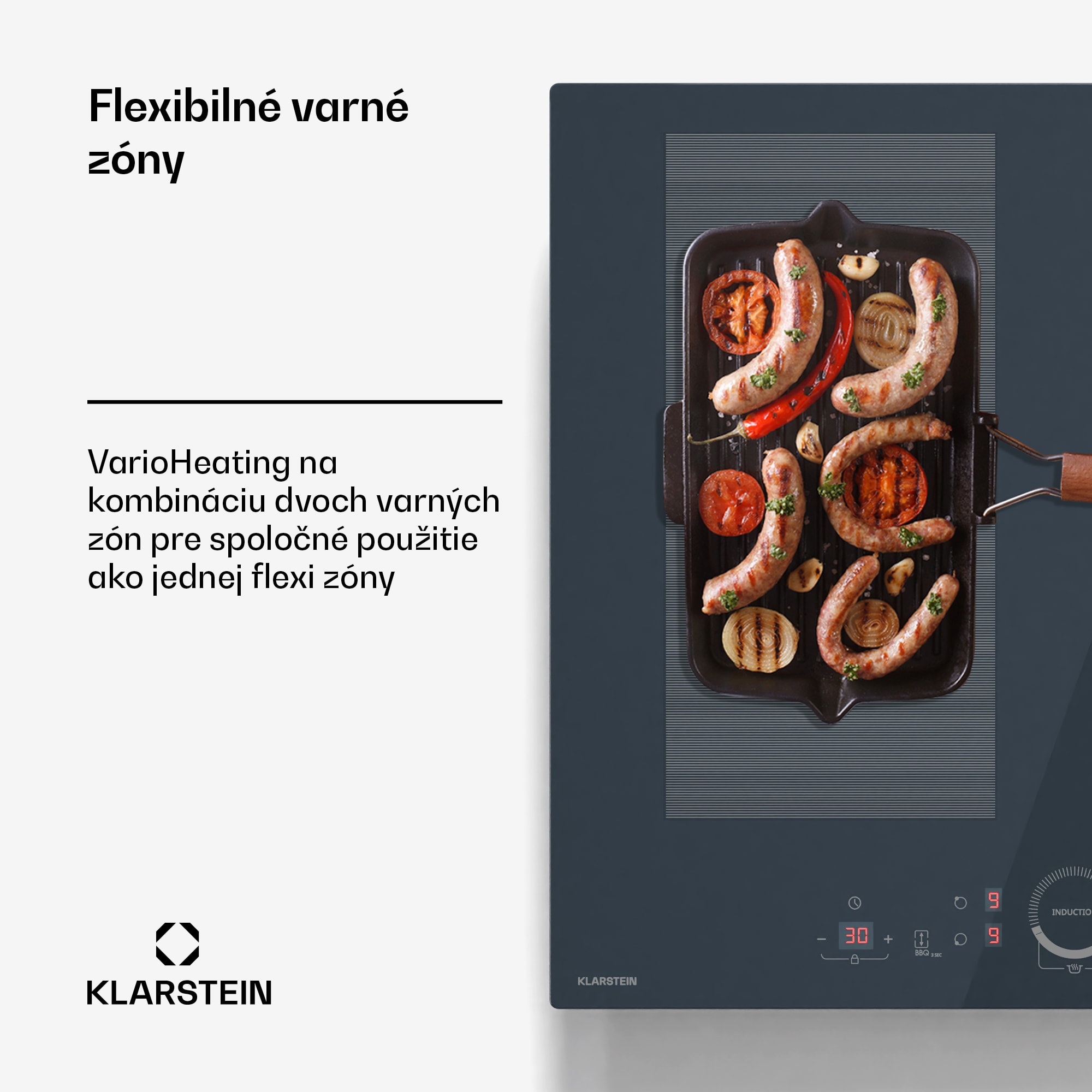 Klarstein Delicatessa 60 Flex vstavaná indukčná varná doska, 7000 W, Flexi zóna, Booster, Indukcia – Obrázok 3