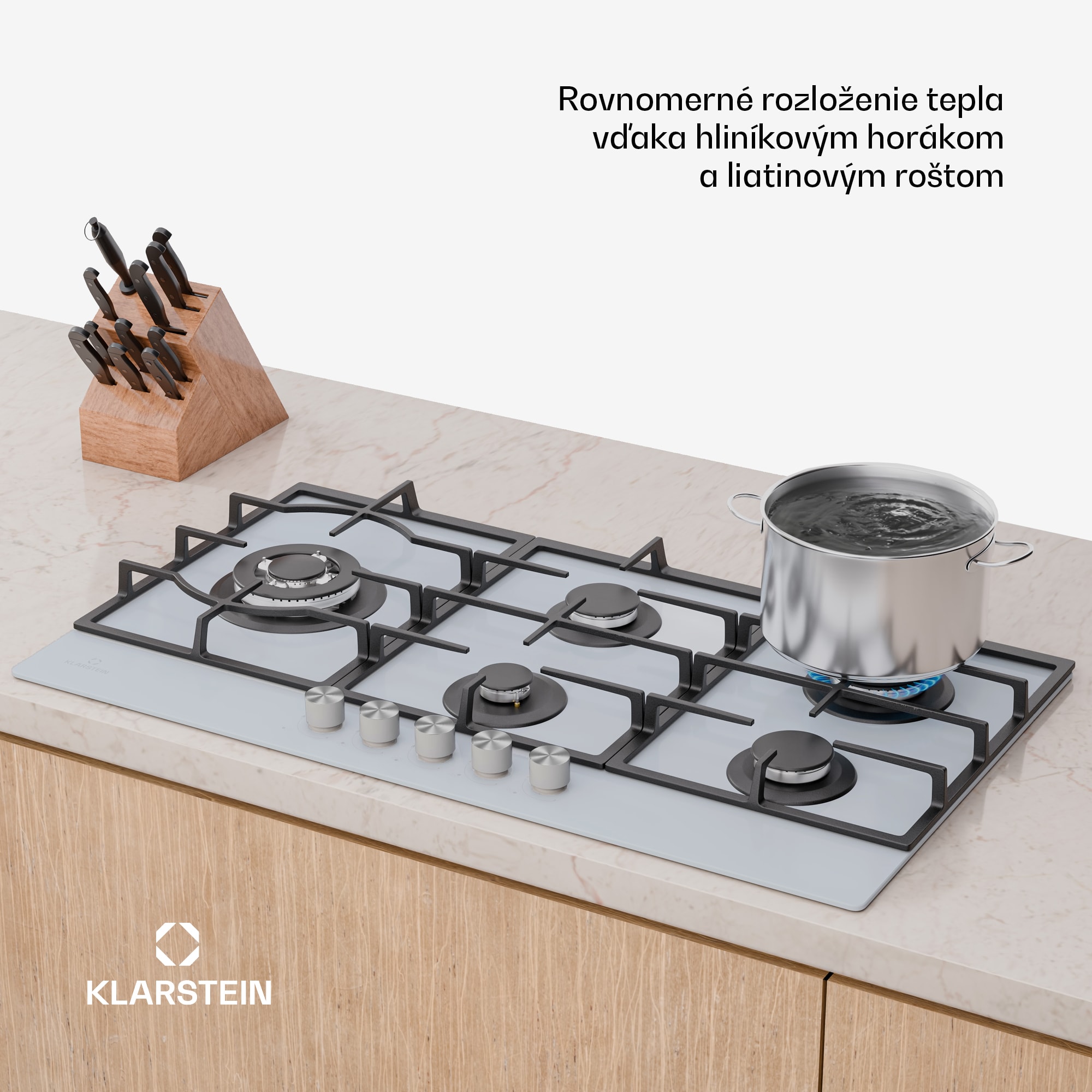 Klarstein Ignito Chef Edition plynová varná doska, 5 Horákov, elektr. zapaľovanie, Wok, na skvapalnený alebo zemný plyn – Obrázok 3