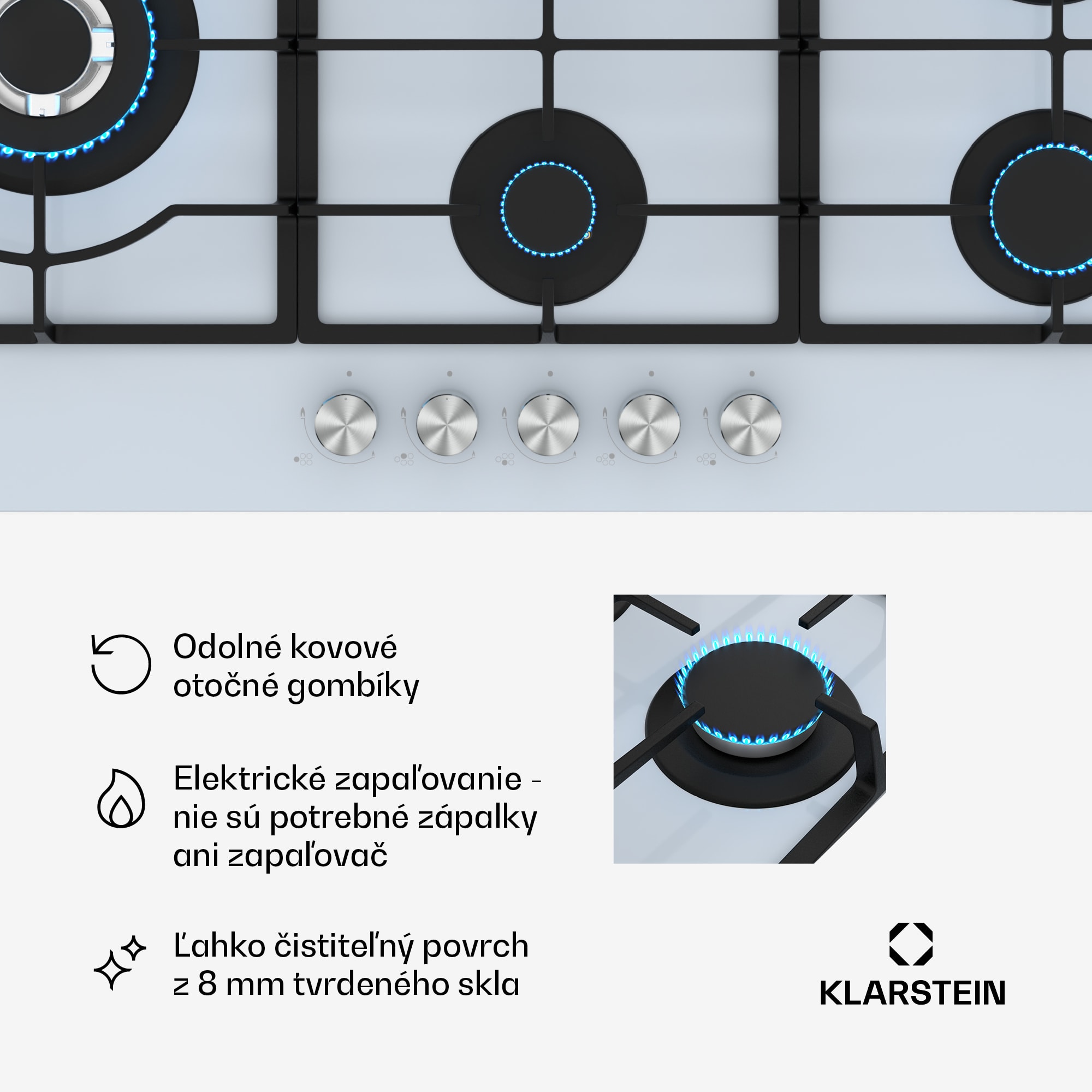 Klarstein Ignito Chef Edition plynová varná doska, 5 Horákov, elektr. zapaľovanie, Wok, na skvapalnený alebo zemný plyn – Obrázok 4