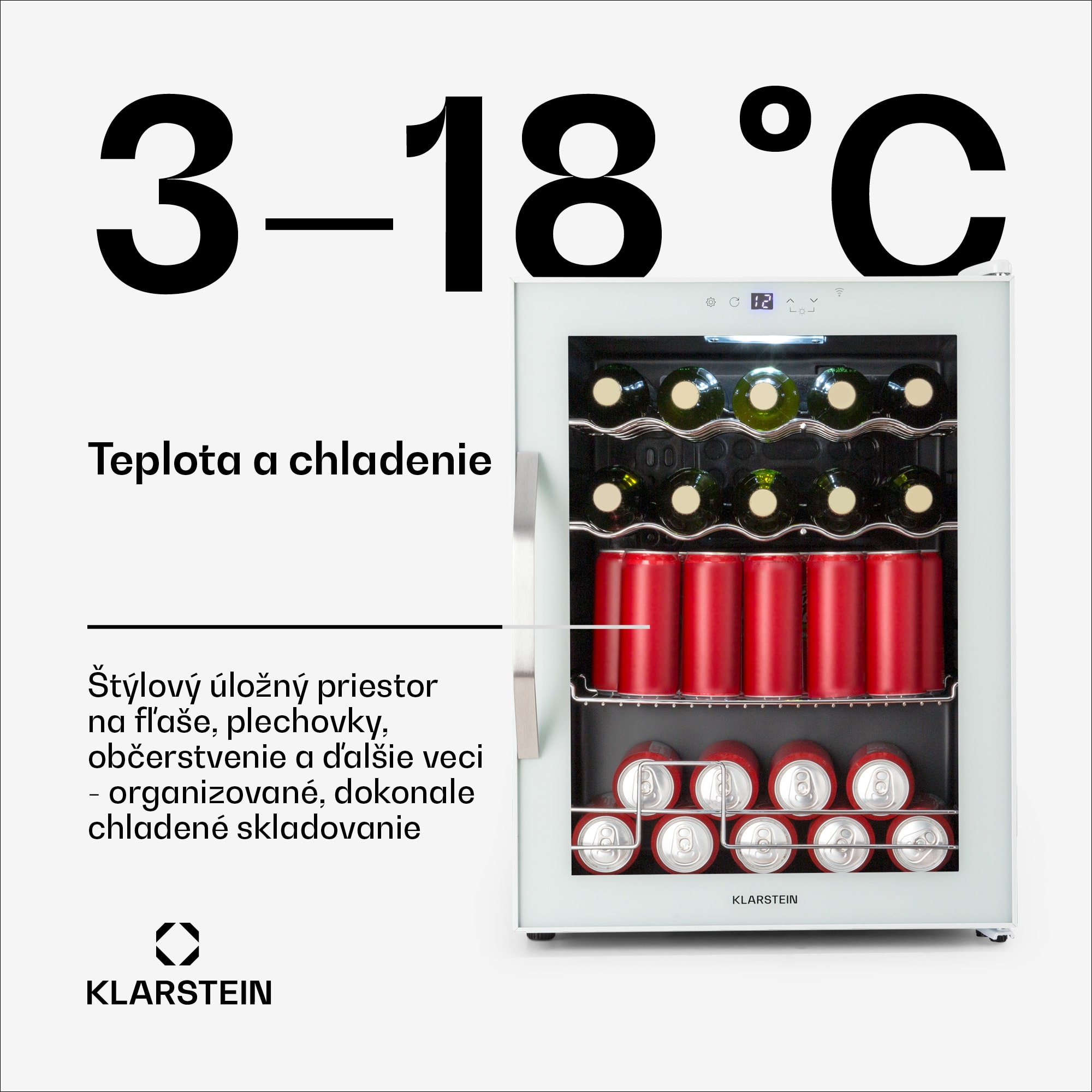 Klarstein Coachella 60 Smart chladnička, Wifi, LED, 3 police, Podsvietenie, EEK E – Obrázok 3