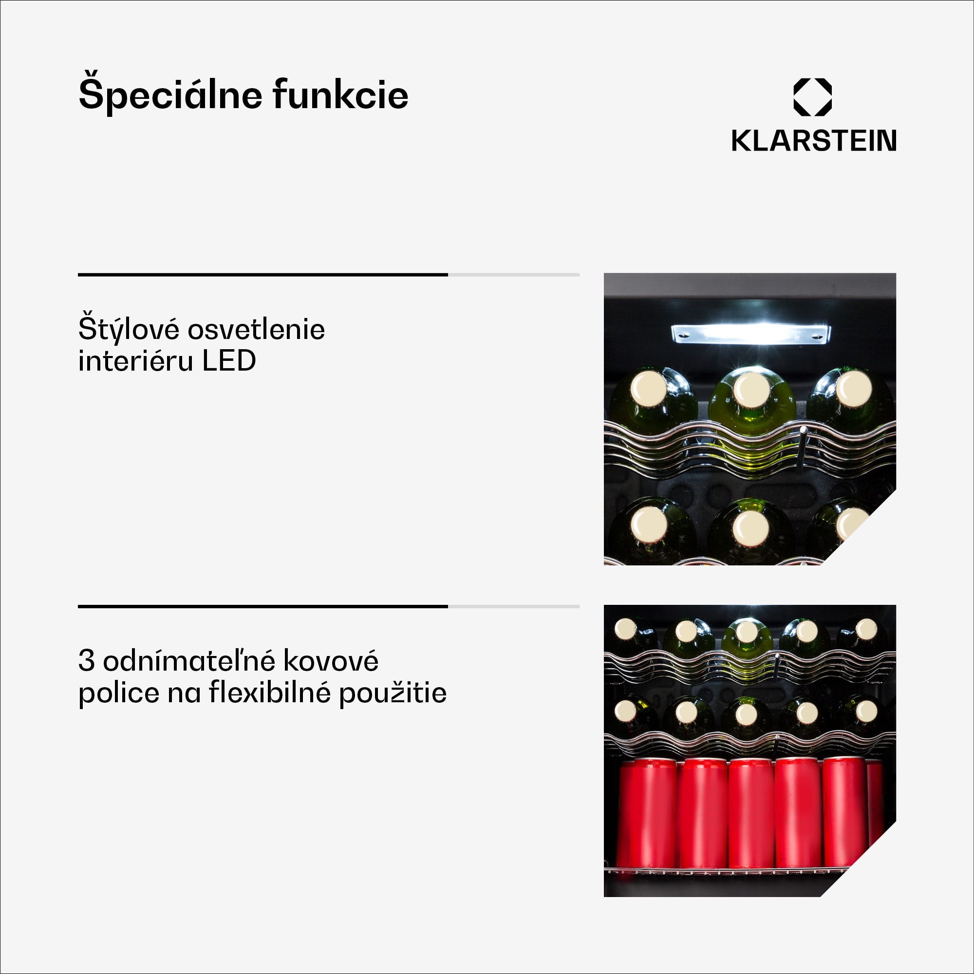 Klarstein Coachella 60 Smart chladnička, Wifi, LED, 3 police, Podsvietenie, EEK E – Obrázok 4