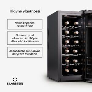Klarstein Silent Vino 12 Uno Slim Chladnička na víno 31 l / 12 fliaš 8-18 °C Dotyková