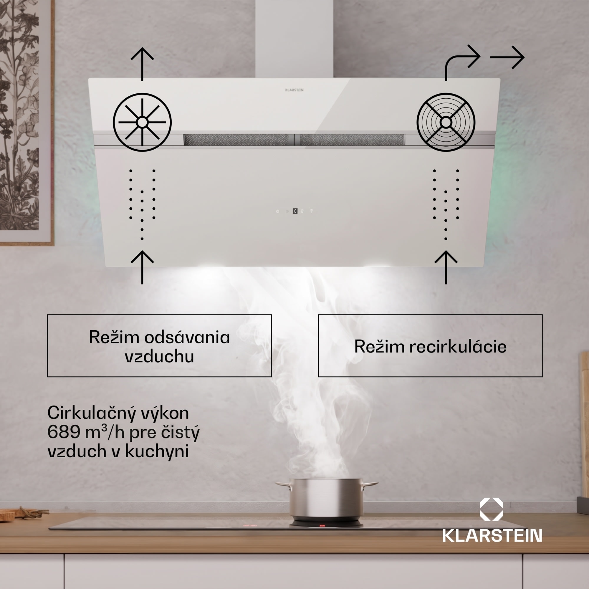 Klarstein Alina odsávač pár | 90 cm | 690 m³/h | Tichý | A++