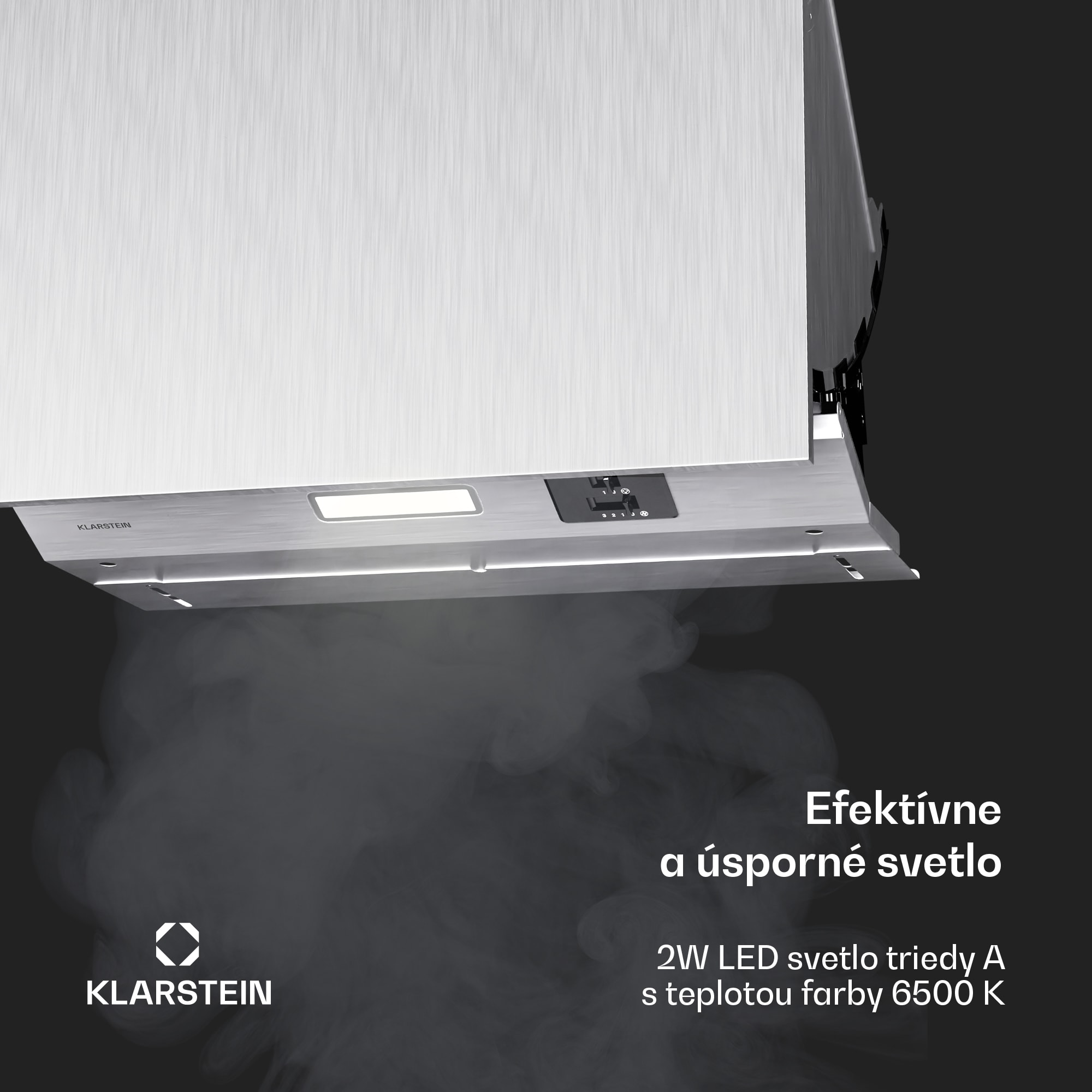 Klarstein Swift Square digestor, zabudovaný digestor, 427 m³/h, EEK C, Odsávanie/Recirkulácia, LED – Obrázok 4
