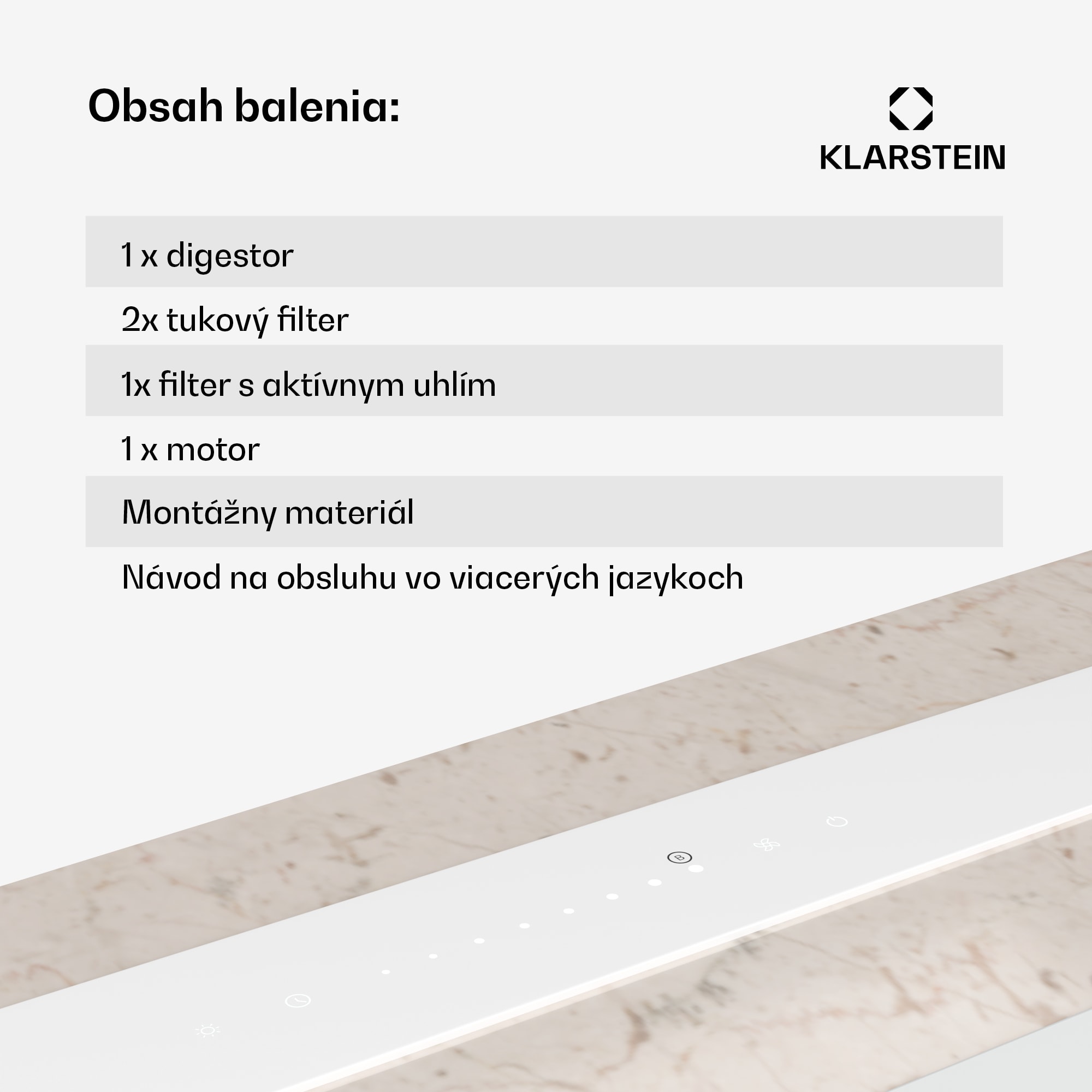 Klarstein Royal Flush Eco digestor, Výsuvný, 714 m³/h, Boost, Dotykové ovládanie, EEK A++ – Obrázok 4