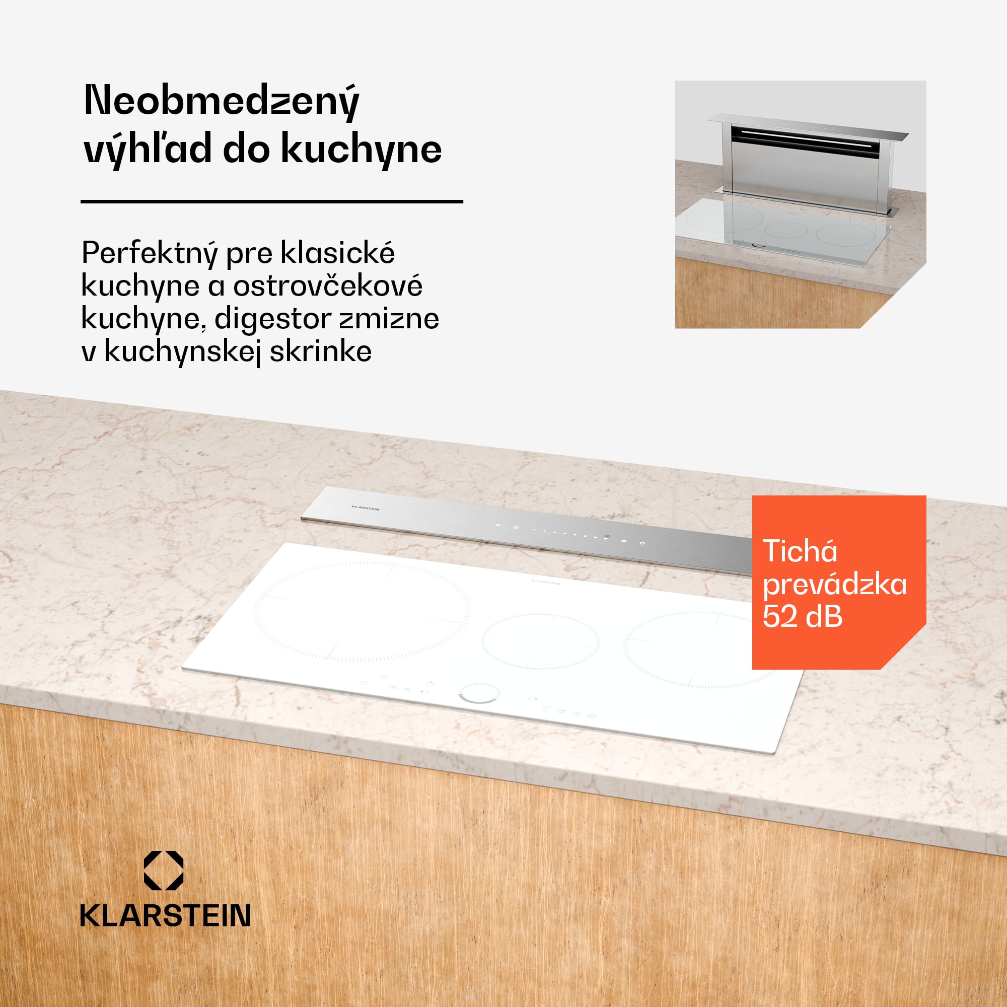 Klarstein Royal Flush Eco digestor, Výsuvný, 604 m³/h, Boost, Dotykové ovládanie, EEK A++ – Obrázok 2