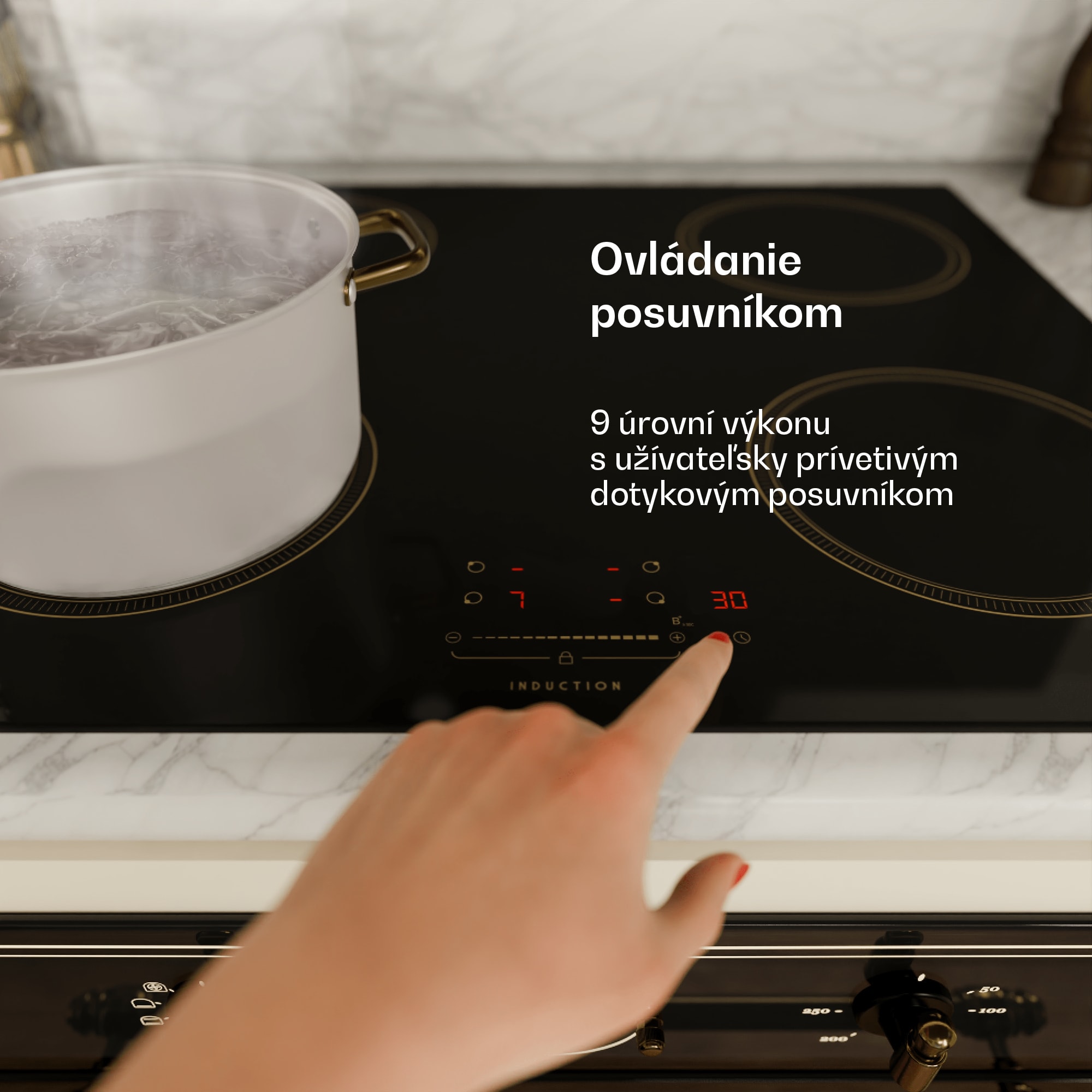 Klarstein Victoria indukčná varná doska, 60 cm, 4 varné platne, posuvník, funkcia Boost – Obrázok 4