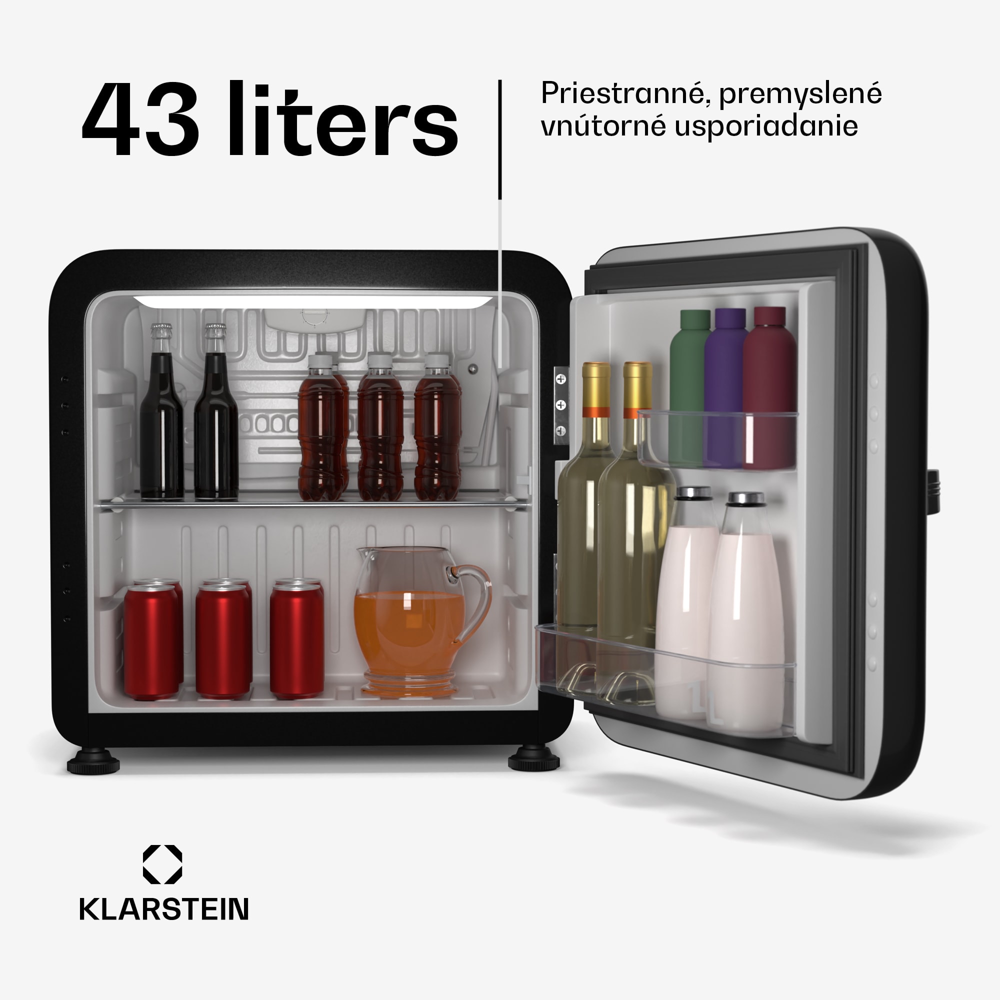 Klarstein Audrey Evo mini chladnička, 43 l, retro dizajn, tichá, kompaktná, 3 farby