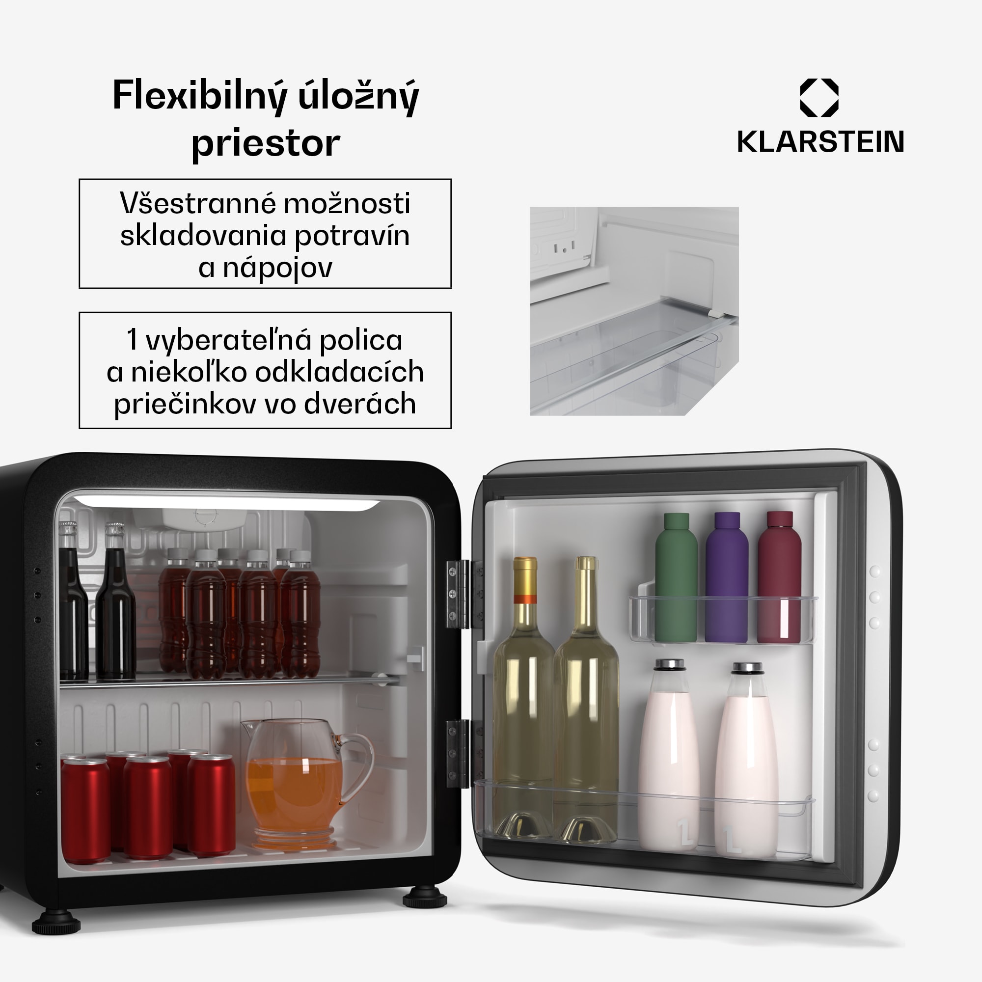 Klarstein Audrey Evo mini chladnička, 43 l, retro dizajn, tichá, kompaktná, 3 farby – Obrázok 4