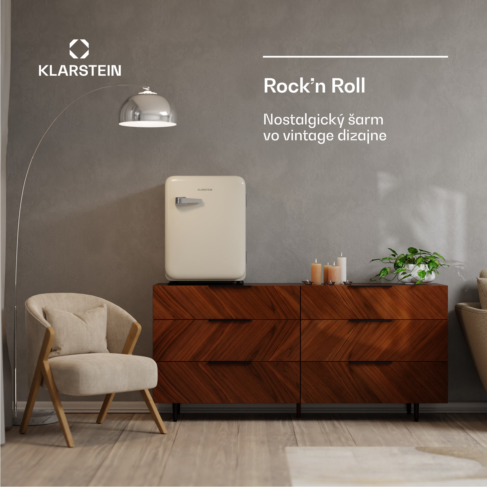 Klarstein Audrey Evo mini chladnička, 68 l, retro dizajn, tichá, kompaktná, 3 farby – Obrázok 2