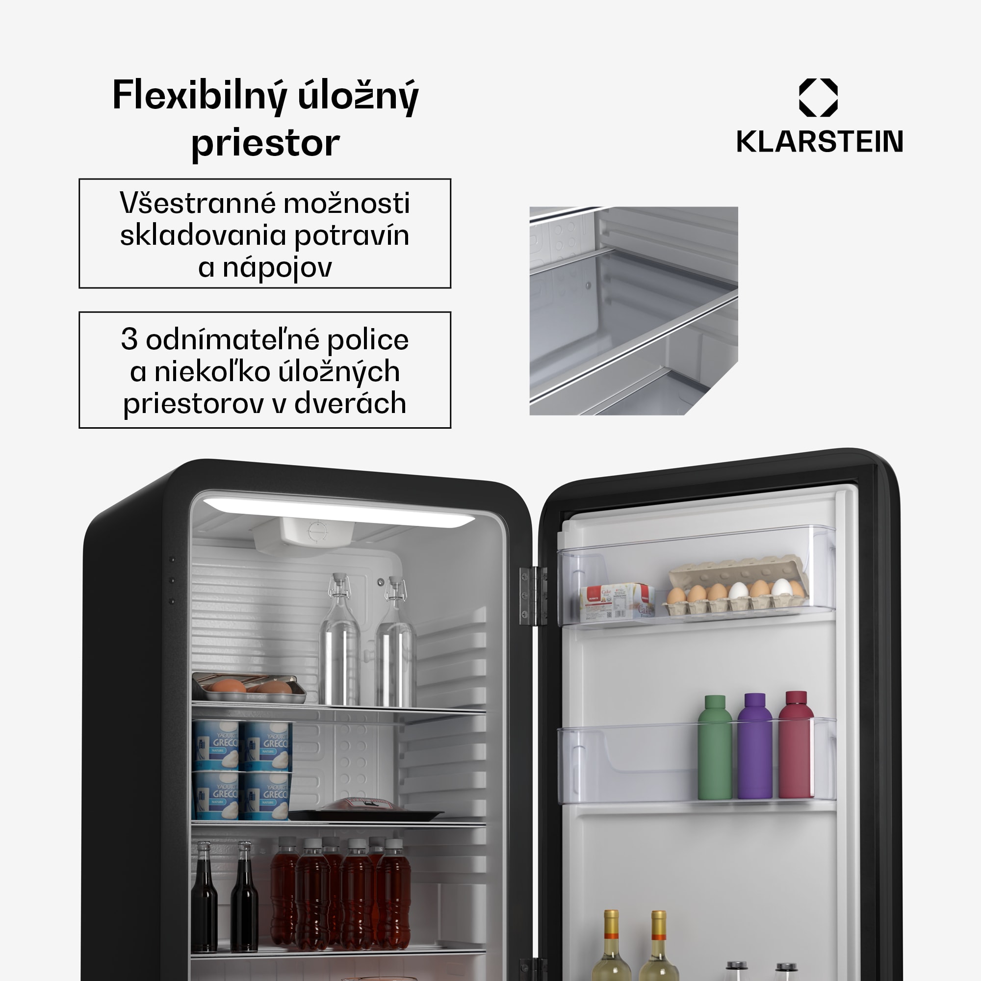 Klarstein Audrey Evo chladnička, 112 l, retro dizajn, tichá, kompaktná, 3 farby – Obrázok 4