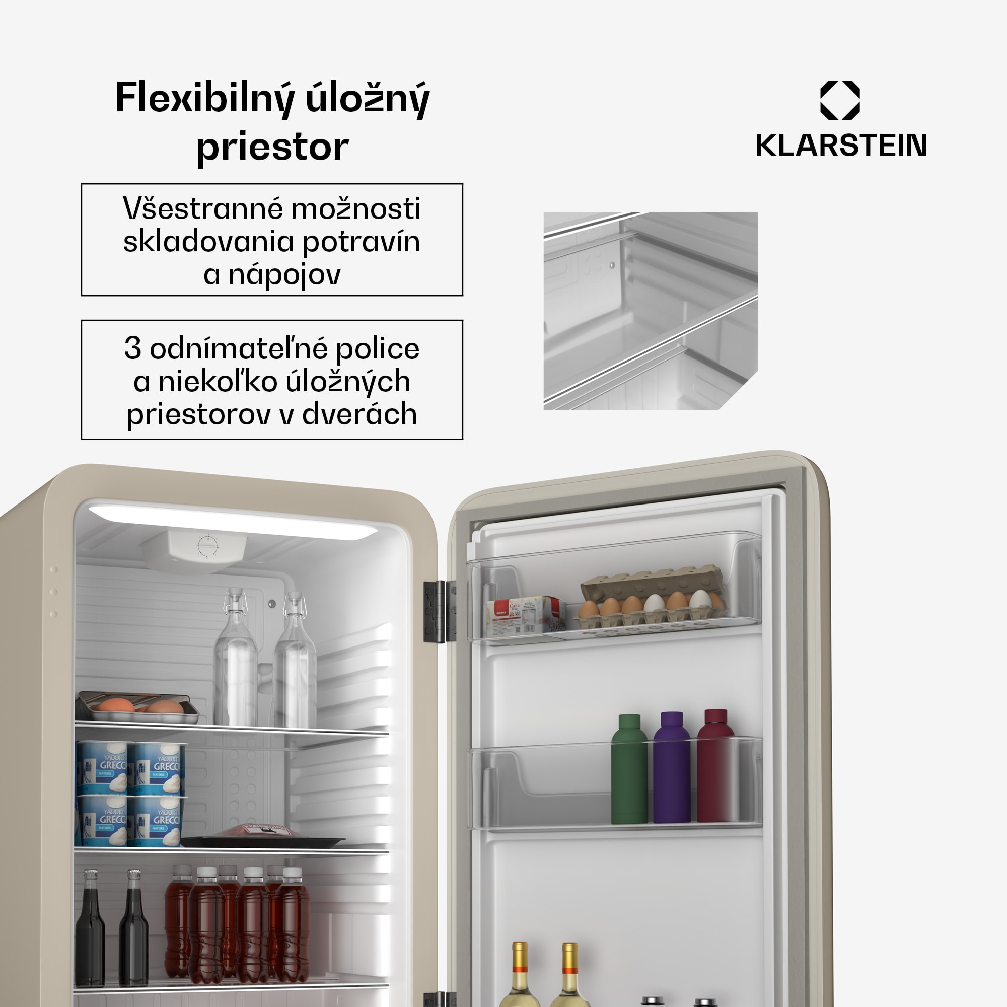 Klarstein Audrey Evo chladnička, 112 l, retro dizajn, tichá, kompaktná, 3 farby – Obrázok 4