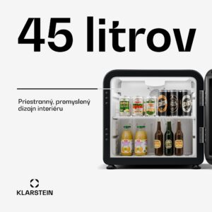 Klarstein Audrey Evo chladnička na nápoje, retro dizajn, sklenené dvere, 45 L, EEK C