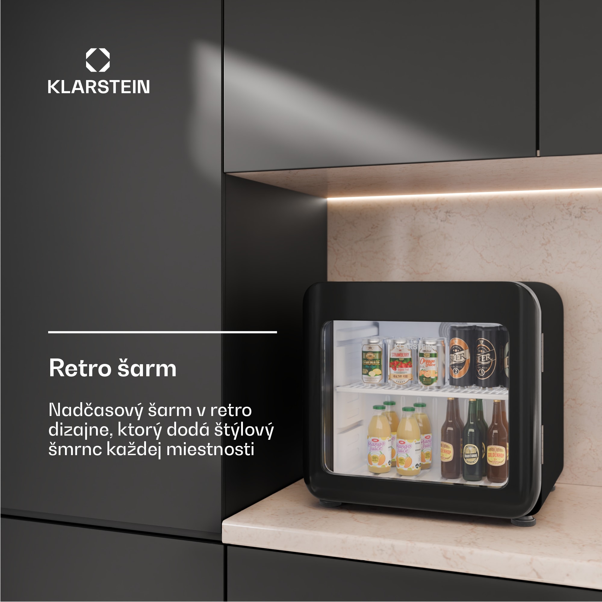Klarstein Audrey Evo chladnička na nápoje, retro dizajn, sklenené dvere, 45 L, EEK C – Obrázok 2