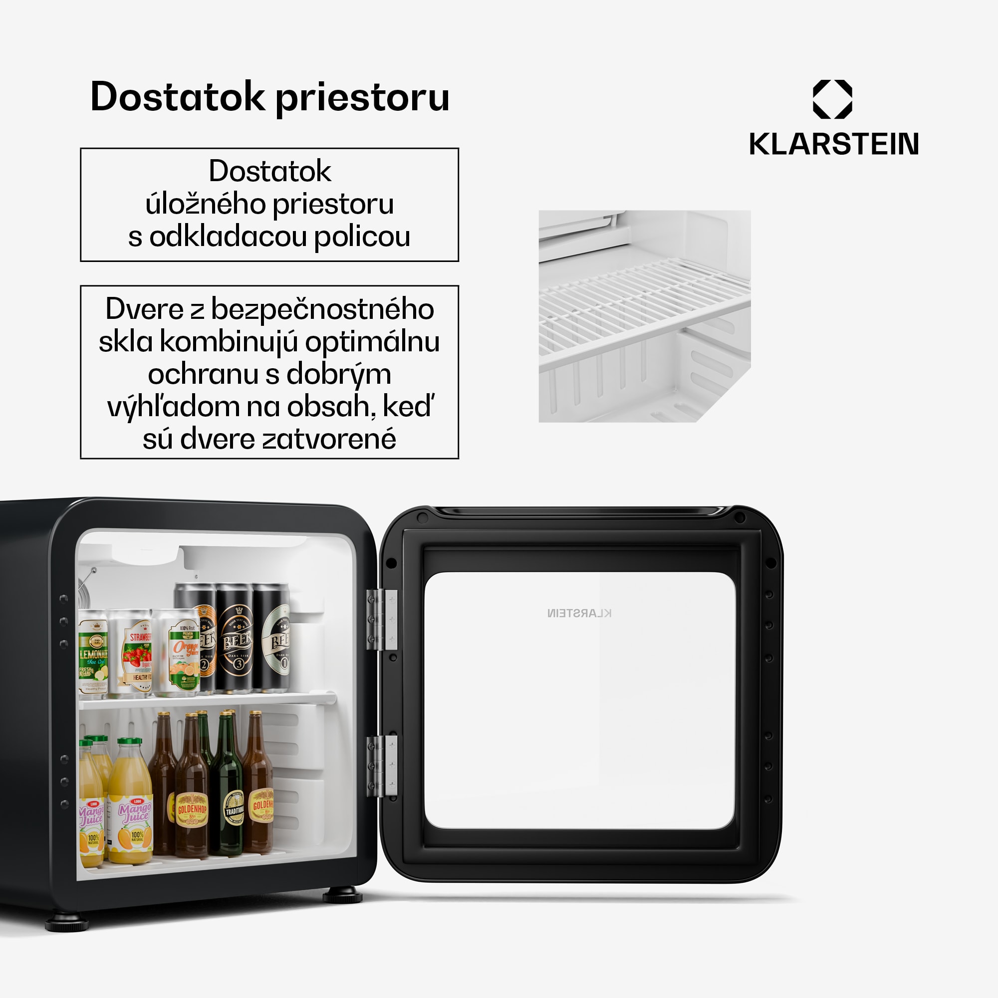 Klarstein Audrey Evo chladnička na nápoje, retro dizajn, sklenené dvere, 45 L, EEK C – Obrázok 4