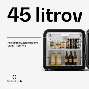 Klarstein Audrey Evo chladnička na nápoje, Retro dizajn, sklenené dvere, 45 L, EEK C