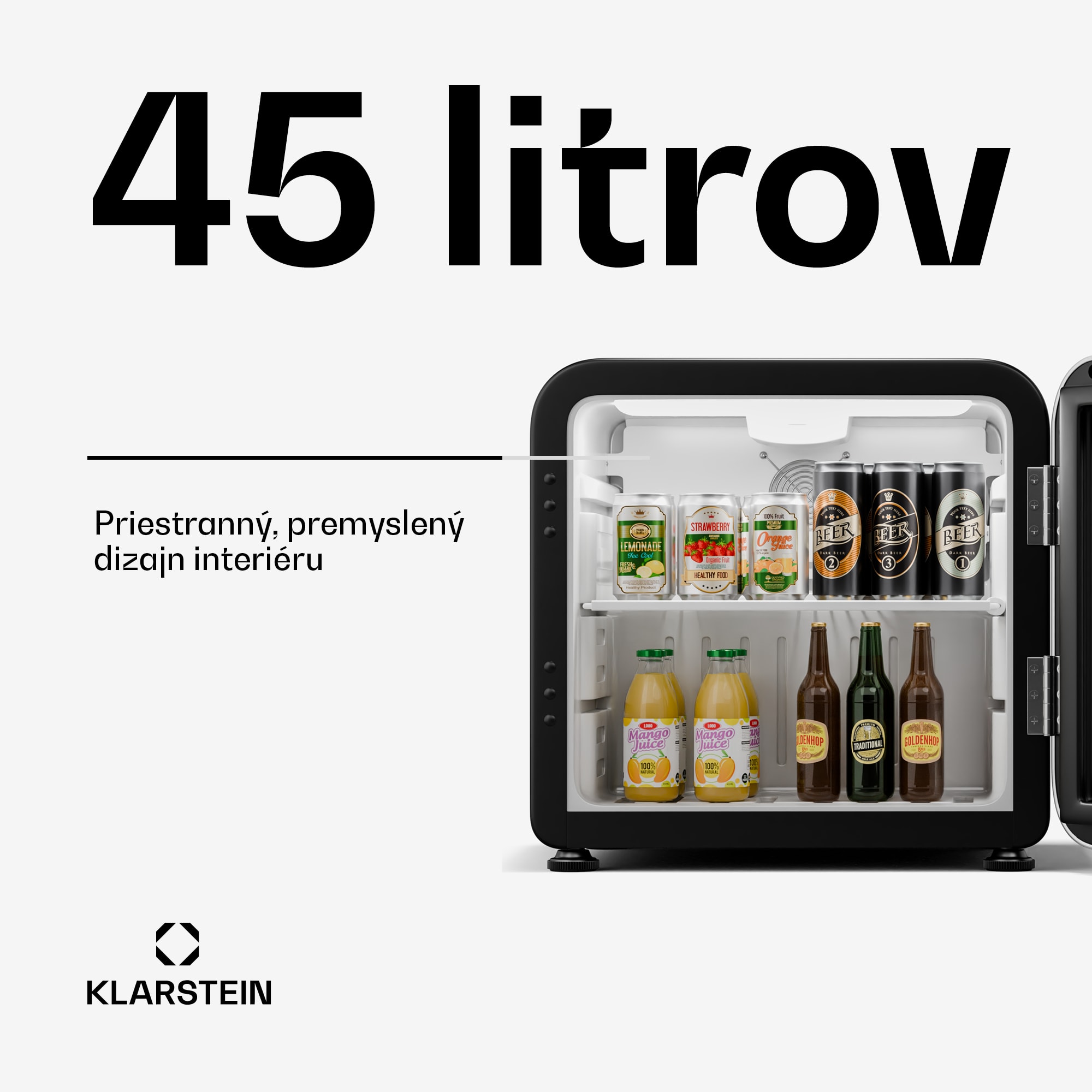 Klarstein Audrey Evo chladnička na nápoje, Retro dizajn, sklenené dvere, 45 L, EEK C