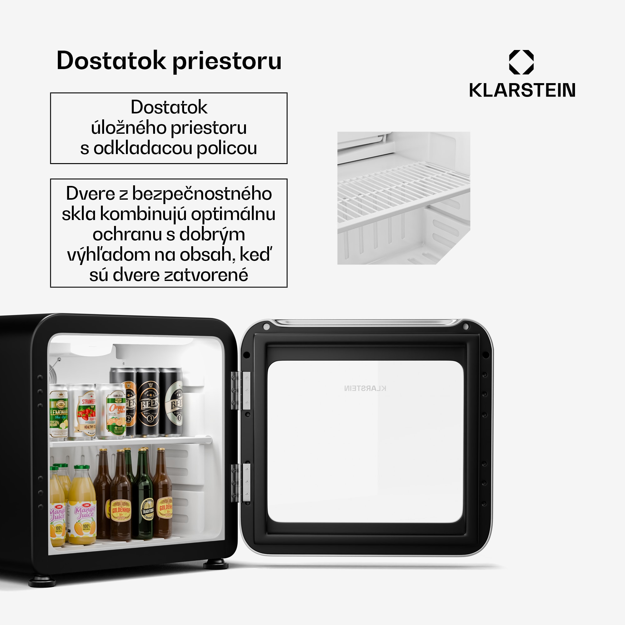 Klarstein Audrey Evo chladnička na nápoje, Retro dizajn, sklenené dvere, 45 L, EEK C – Obrázok 4