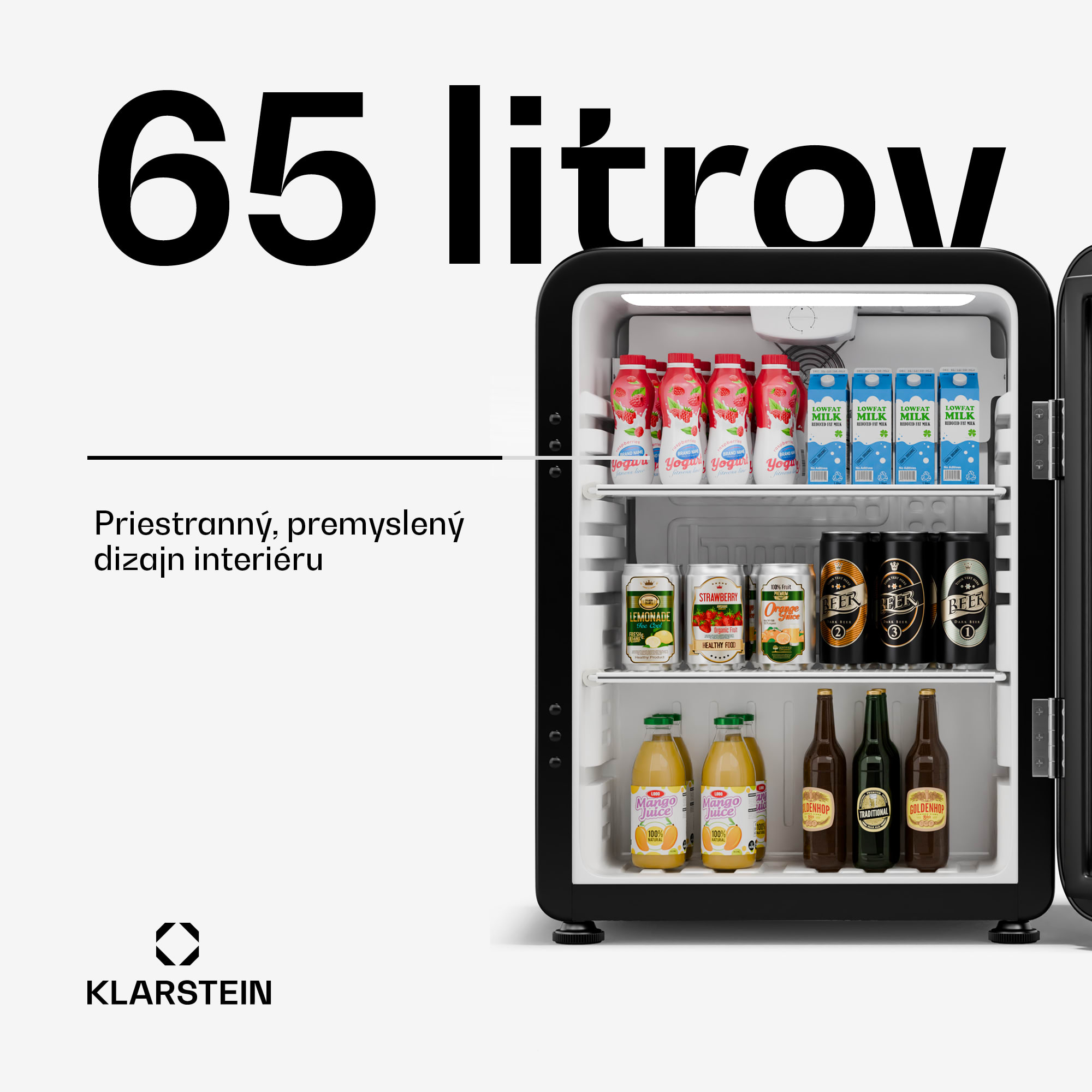 Klarstein Audrey Evo chladnička na nápoje, Retro dizajn, sklenené dvere, 65 L, EEK C