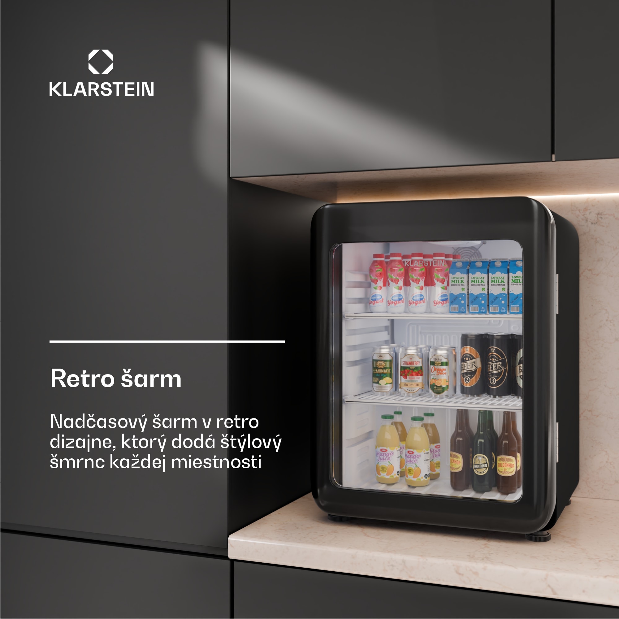 Klarstein Audrey Evo chladnička na nápoje, Retro dizajn, sklenené dvere, 65 L, EEK C – Obrázok 2