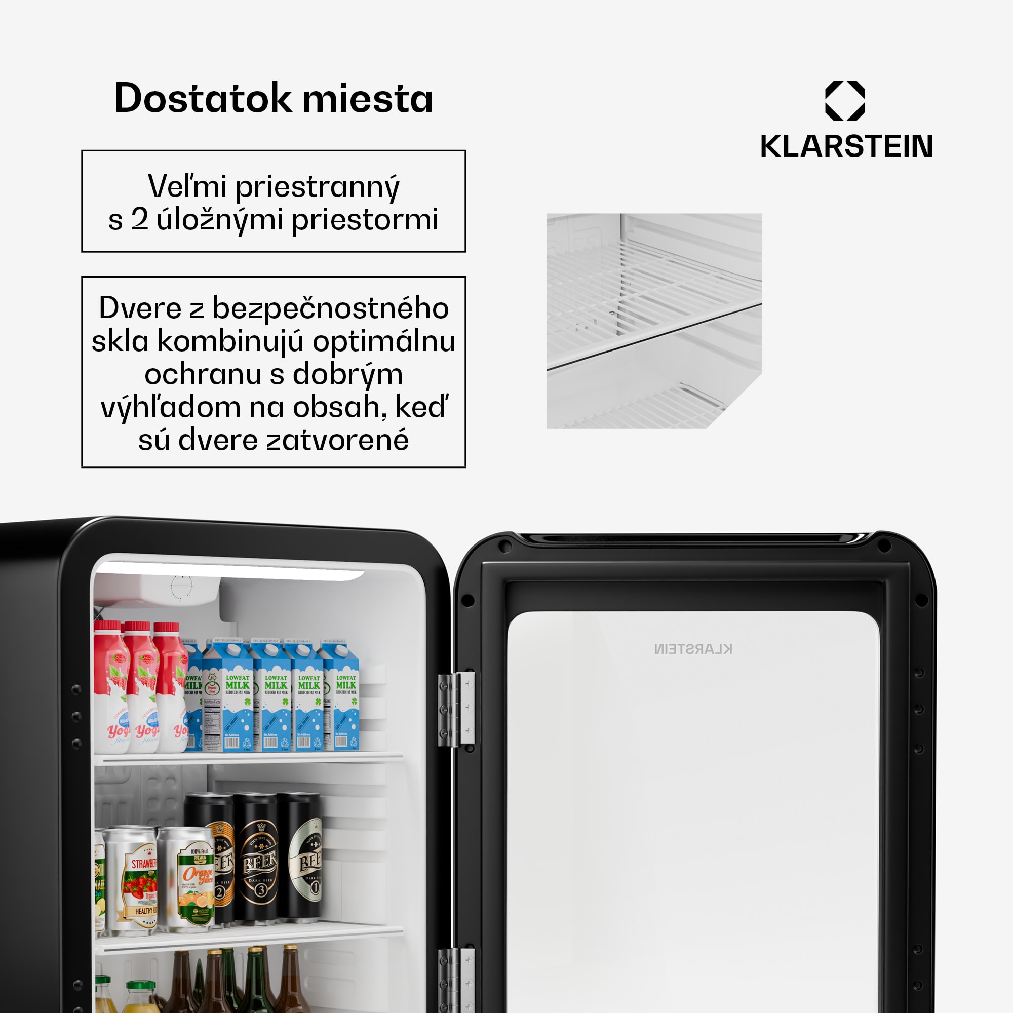 Klarstein Audrey Evo chladnička na nápoje, Retro dizajn, sklenené dvere, 65 L, EEK C – Obrázok 4
