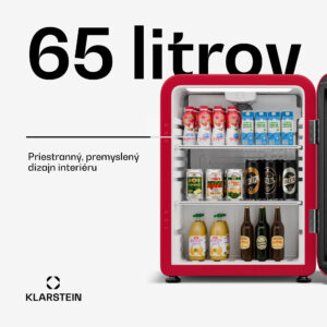 Klarstein Audrey Evo chladnička na nápoje, Retro dizajn, sklenené dvere, 65 L, EEK C