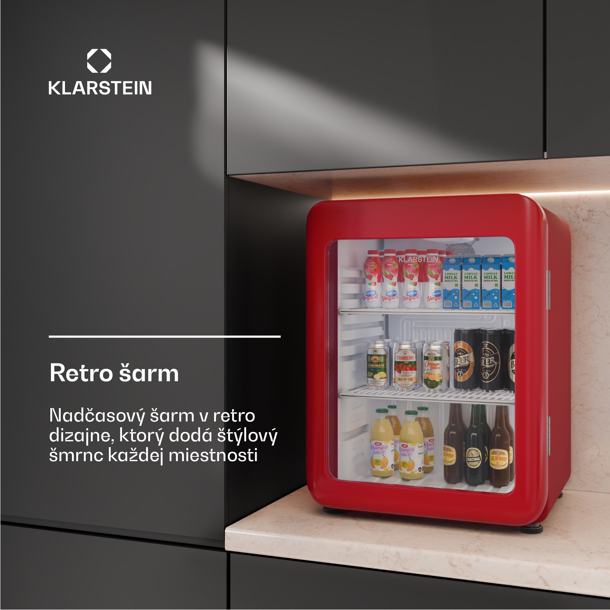 Klarstein Audrey Evo chladnička na nápoje, Retro dizajn, sklenené dvere, 65 L, EEK C – Obrázok 2