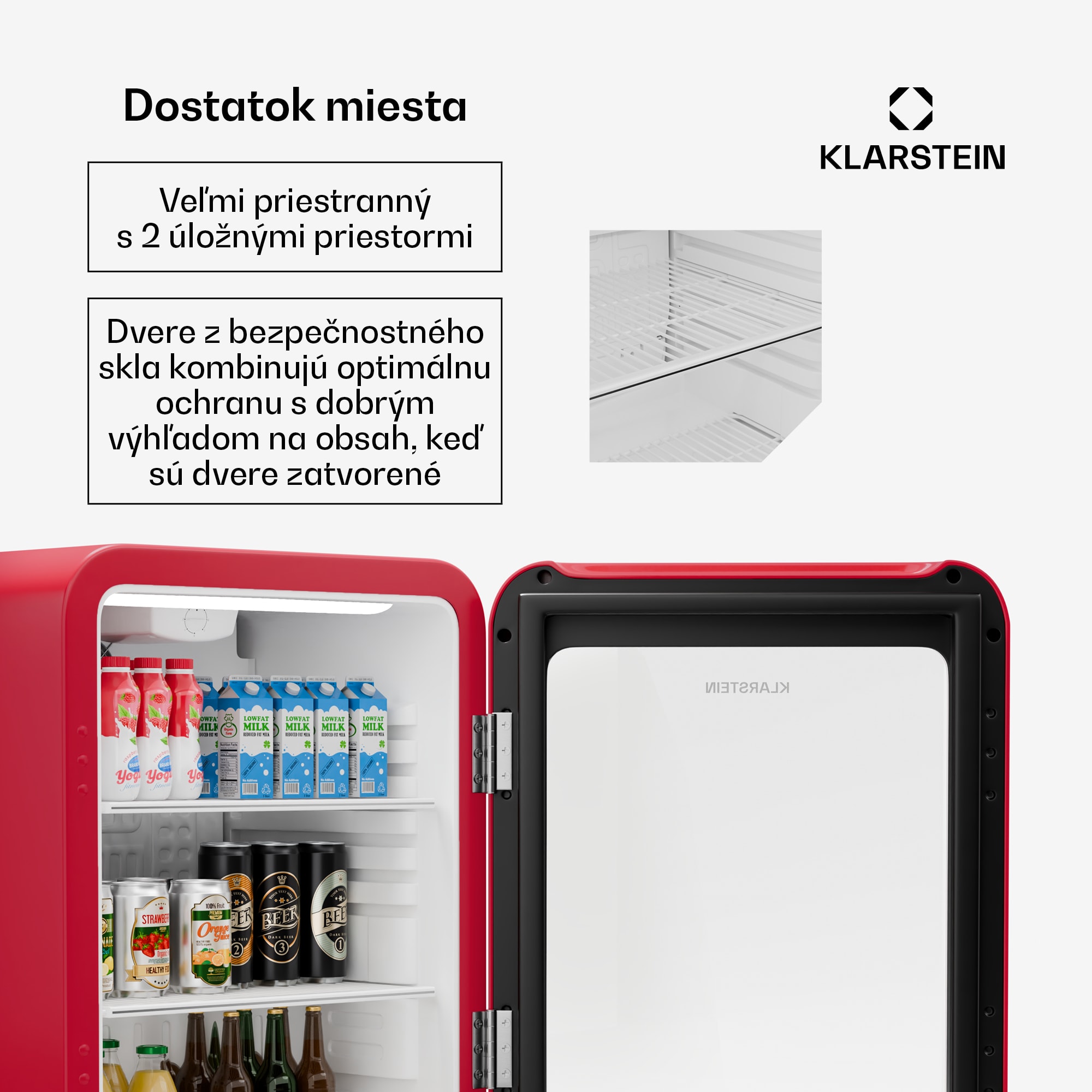Klarstein Audrey Evo chladnička na nápoje, Retro dizajn, sklenené dvere, 65 L, EEK C – Obrázok 4