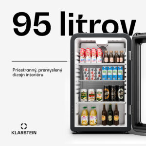 Klarstein Audrey Evo chladnička na nápoje, Retro dizajn, sklenené dvere, 95 L, EEK C
