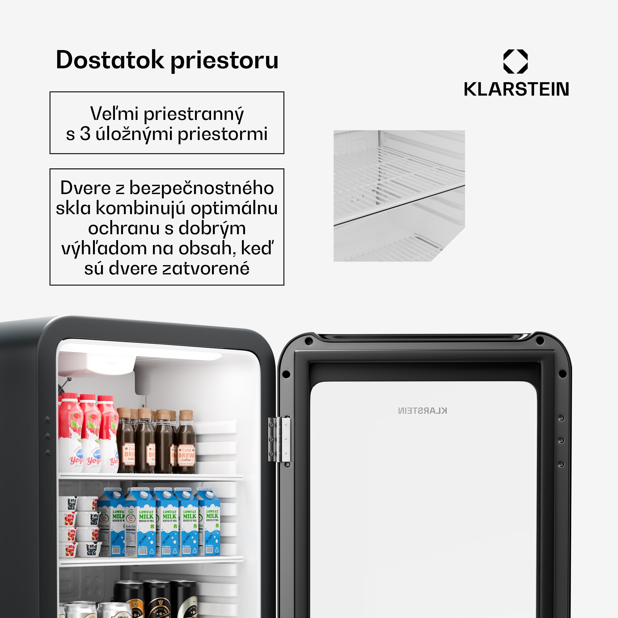 Klarstein Audrey Evo chladnička na nápoje, Retro dizajn, sklenené dvere, 95 L, EEK C – Obrázok 4