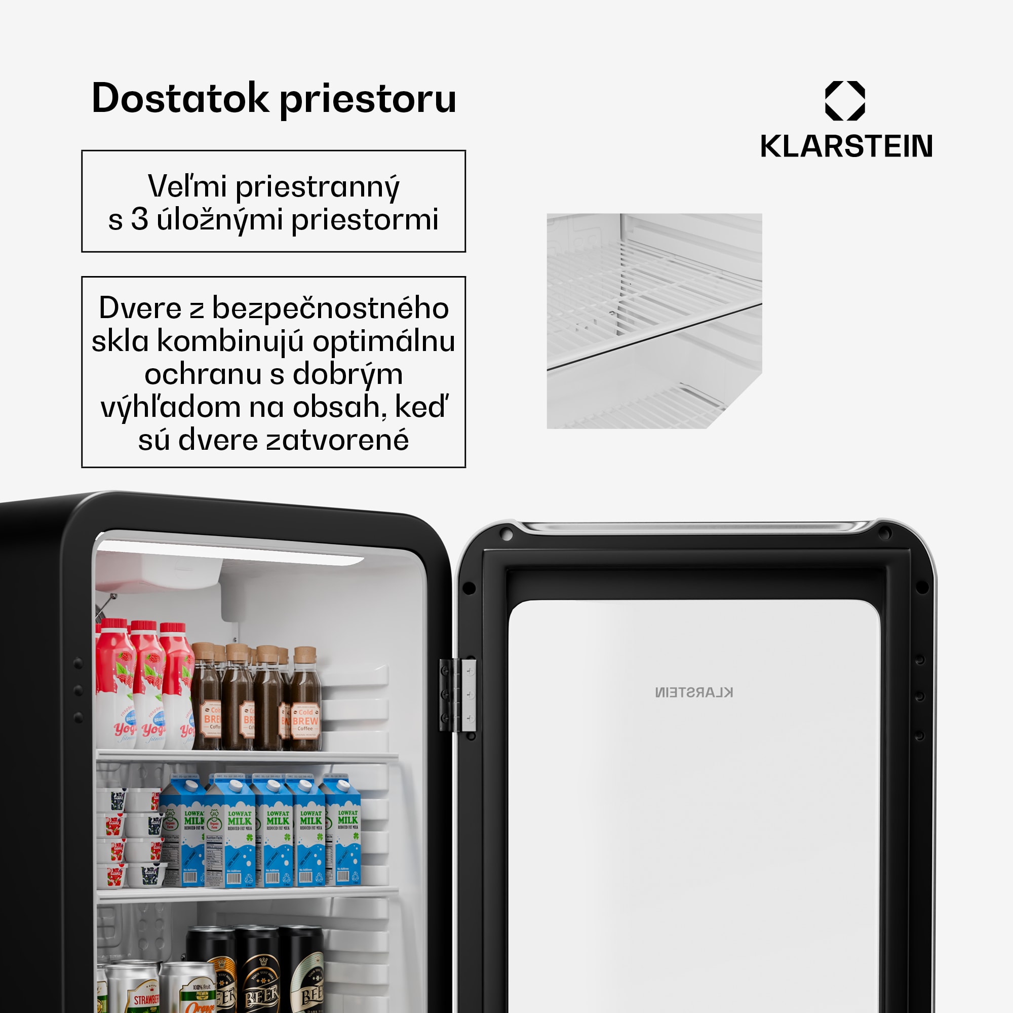 Klarstein Audrey Evo chladnička na nápoje, Retro dizajn, sklenené dvere, 95 L, EEK C – Obrázok 4