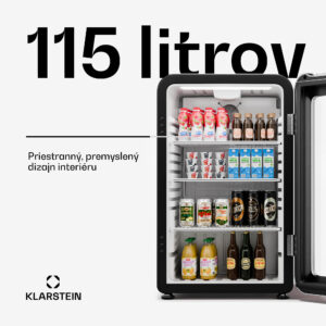 Klarstein Audrey Evo chladnička na nápoje, Retro dizajn, sklenené dvere, 115 L, EEK C