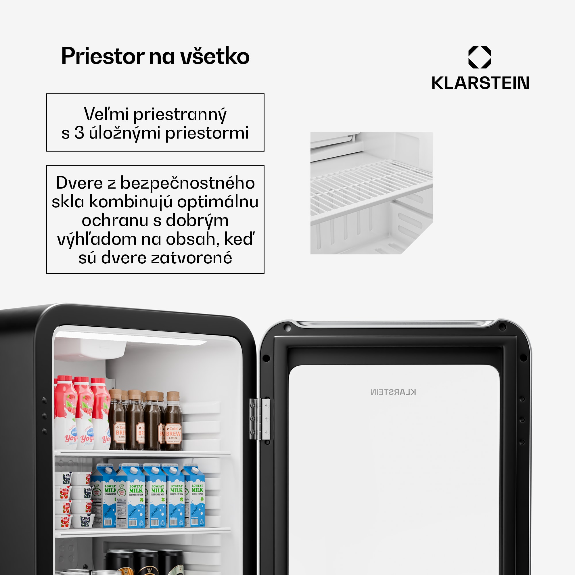 Klarstein Audrey Evo chladnička na nápoje, Retro dizajn, sklenené dvere, 115 L, EEK C – Obrázok 4