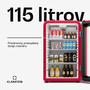 Klarstein Audrey Evo chladnička na nápoje, Retro dizajn, sklenené dvere, 115 L, EEK C