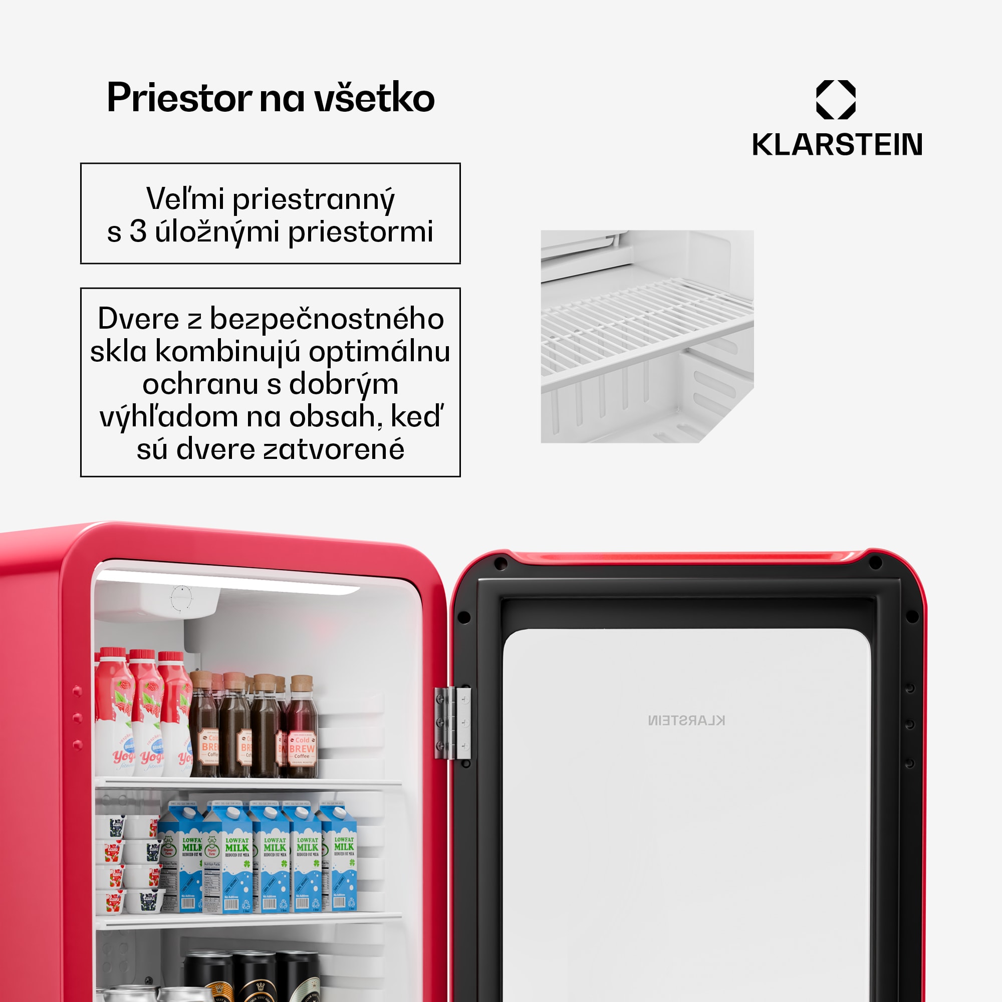 Klarstein Audrey Evo chladnička na nápoje, Retro dizajn, sklenené dvere, 115 L, EEK C – Obrázok 4