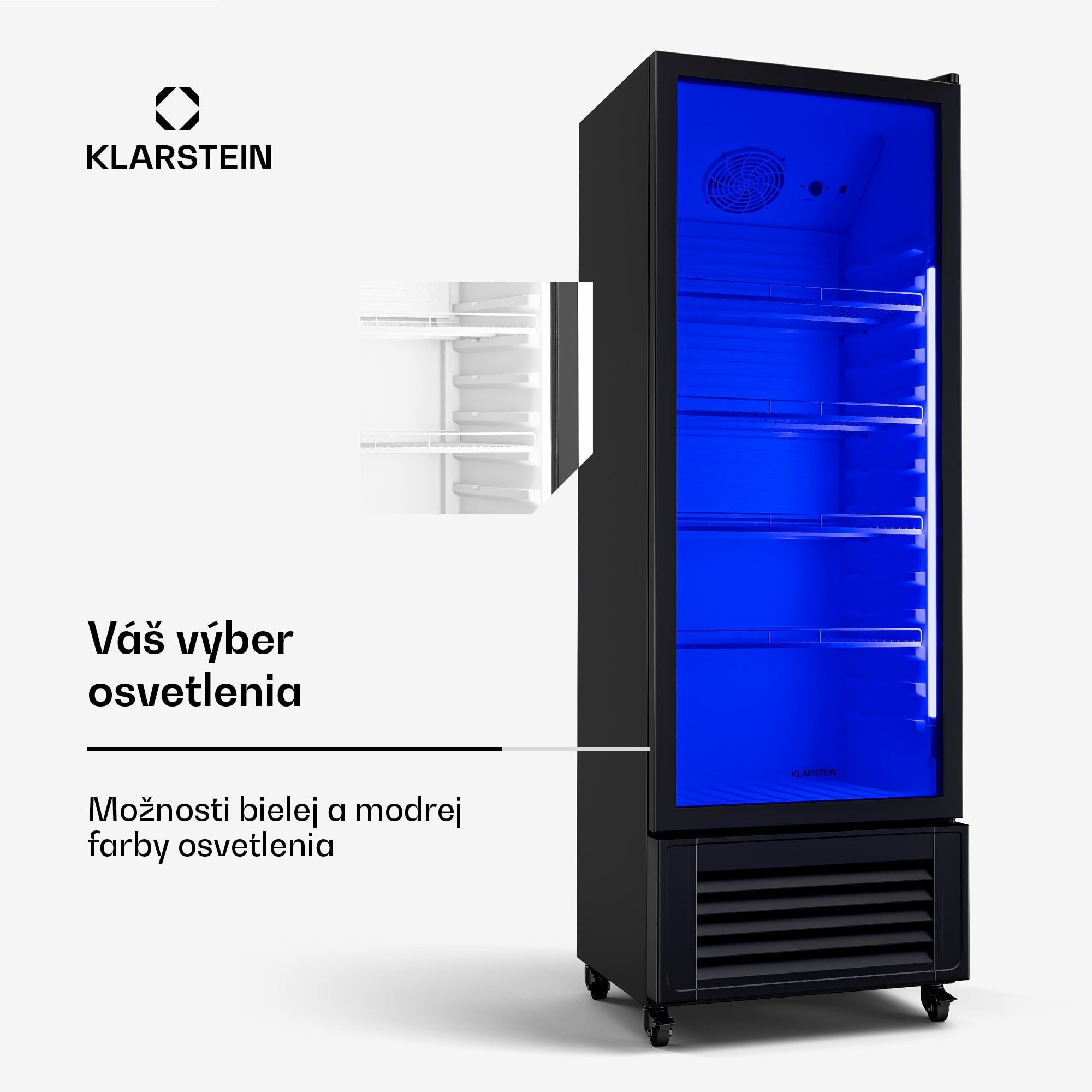 Klarstein GrandCooler chladnička na nápoje, 270 l, LED osvetlenie, s kolieskami, 4 police – Obrázok 3