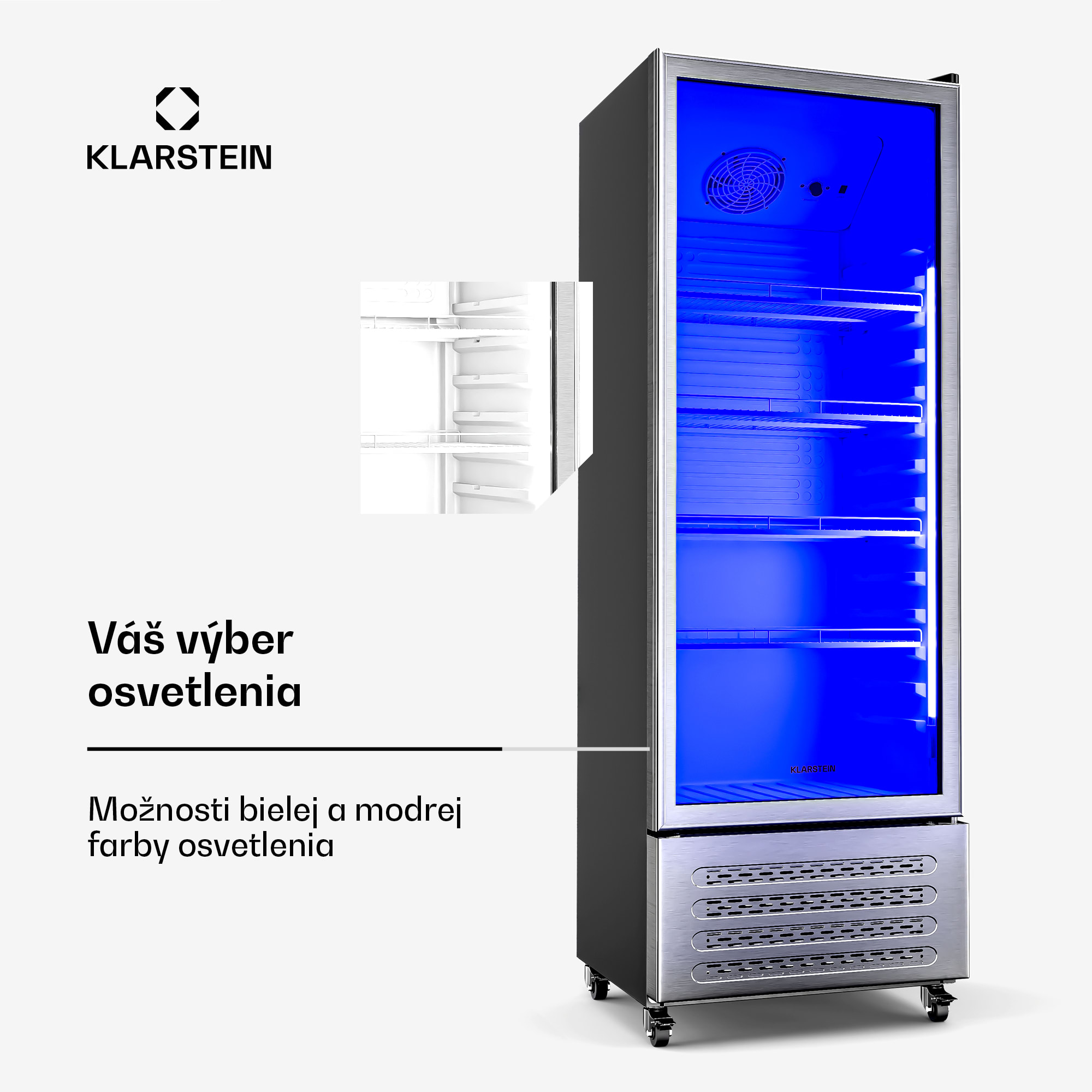 Klarstein GrandCooler chladnička na nápoje, 270 l, LED osvetlenie, s kolieskami, 4 police – Obrázok 3