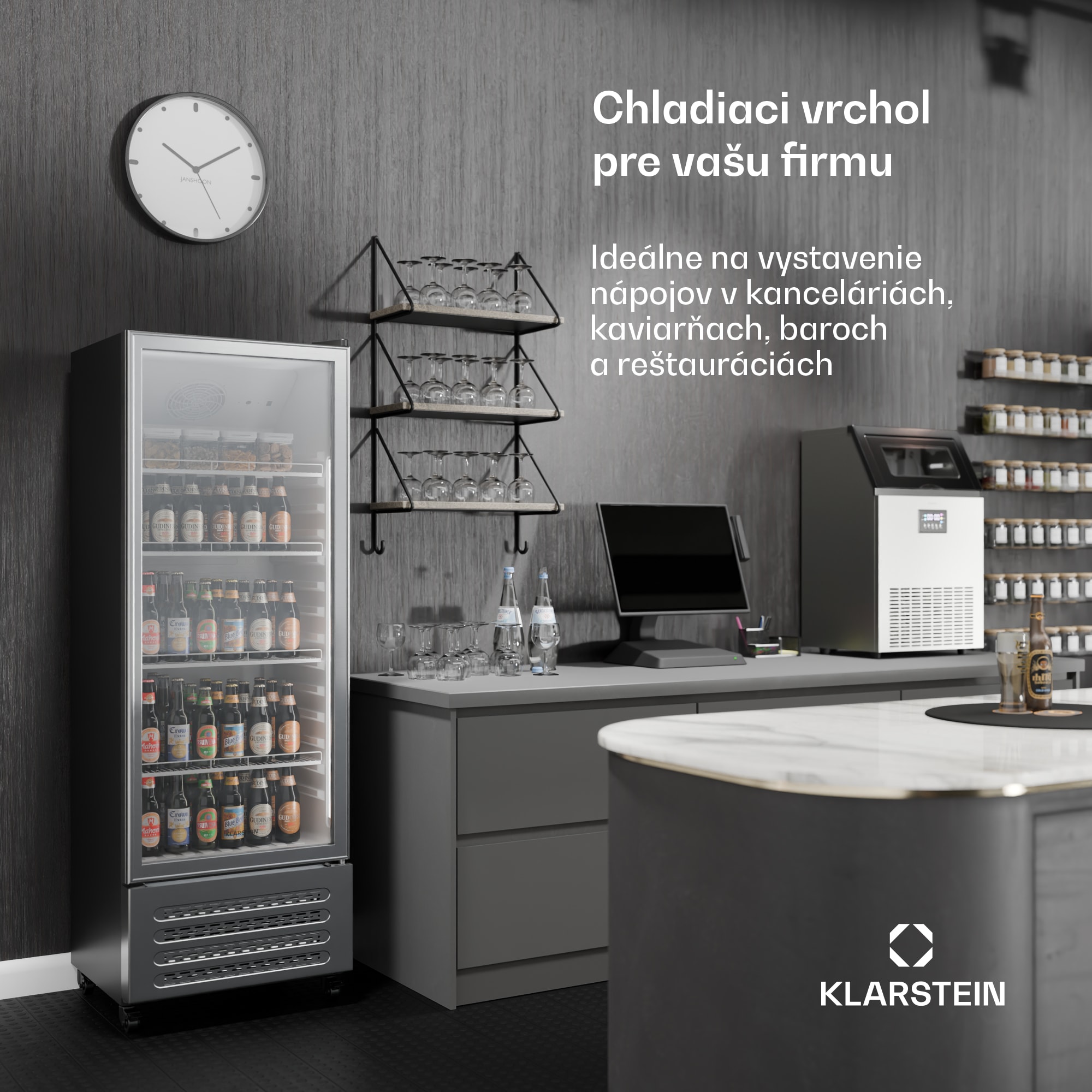 Klarstein GrandCooler chladnička na nápoje, 270 l, LED osvetlenie, s kolieskami, 4 police – Obrázok 4