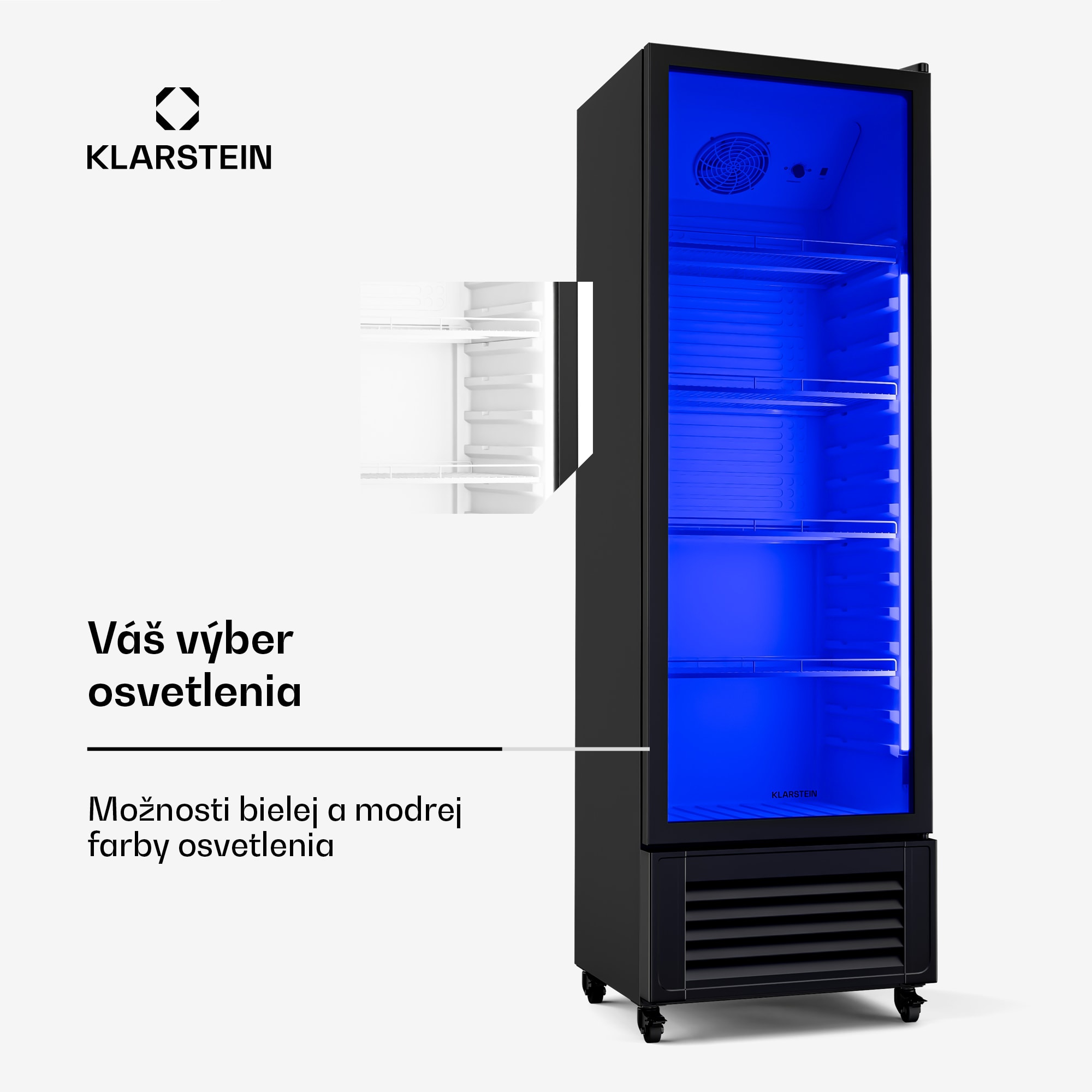 Klarstein GrandCooler chladnička na nápoje, 306 l, LED osvetlenie, s kolieskami, 4 police – Obrázok 3