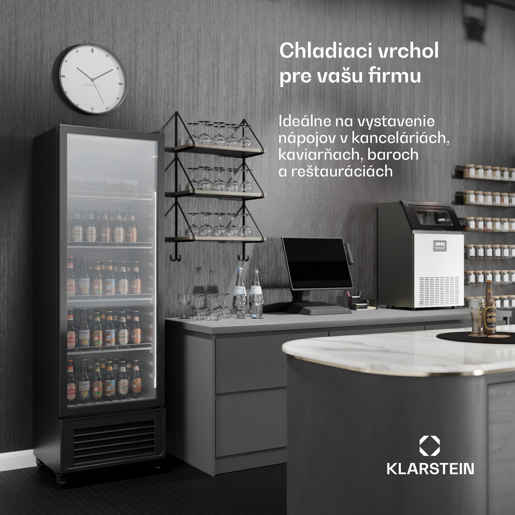 Klarstein GrandCooler chladnička na nápoje, 306 l, LED osvetlenie, s kolieskami, 4 police – Obrázok 4