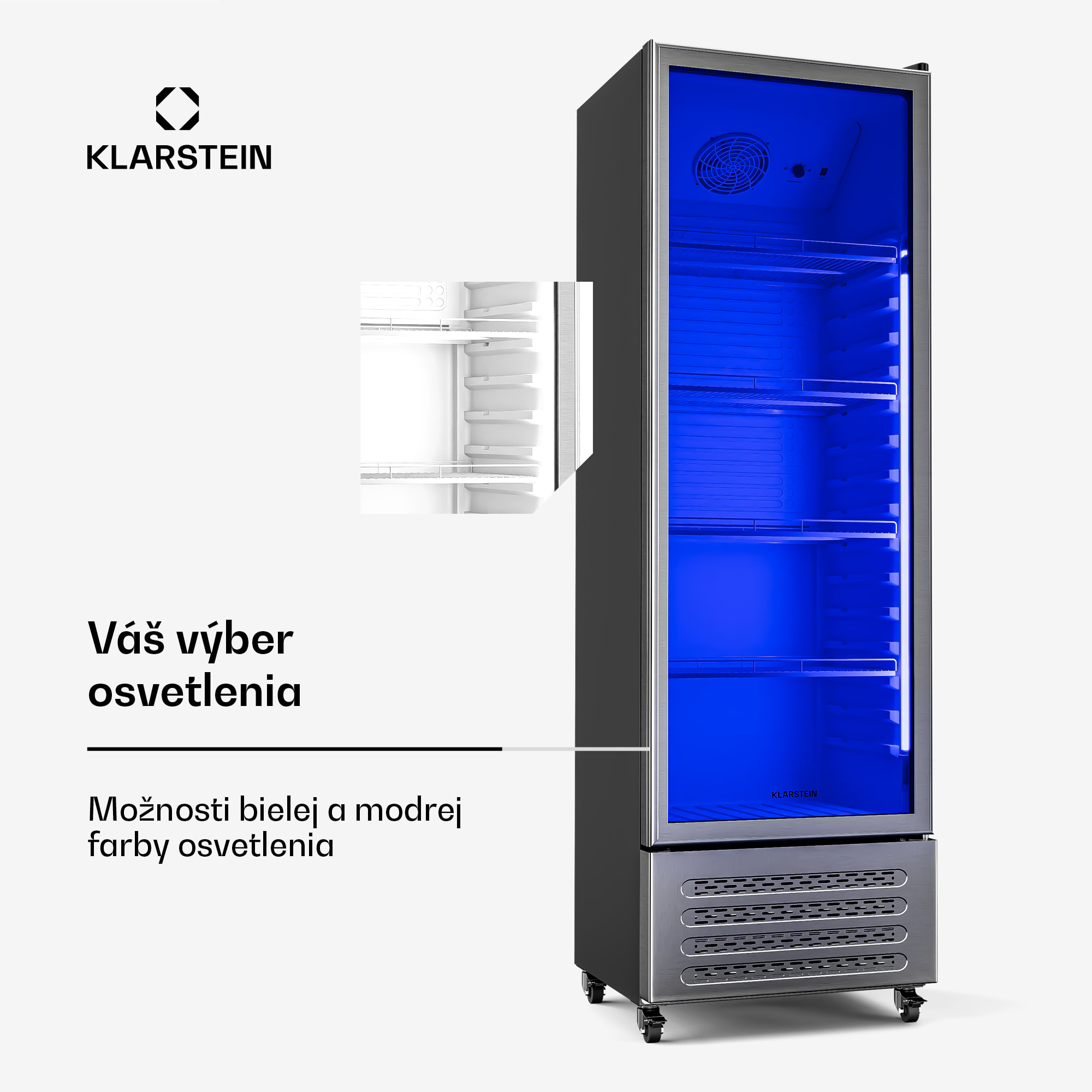 Klarstein GrandCooler chladnička na nápoje, 306 l, LED osvetlenie, s kolieskami, 4 police – Obrázok 3