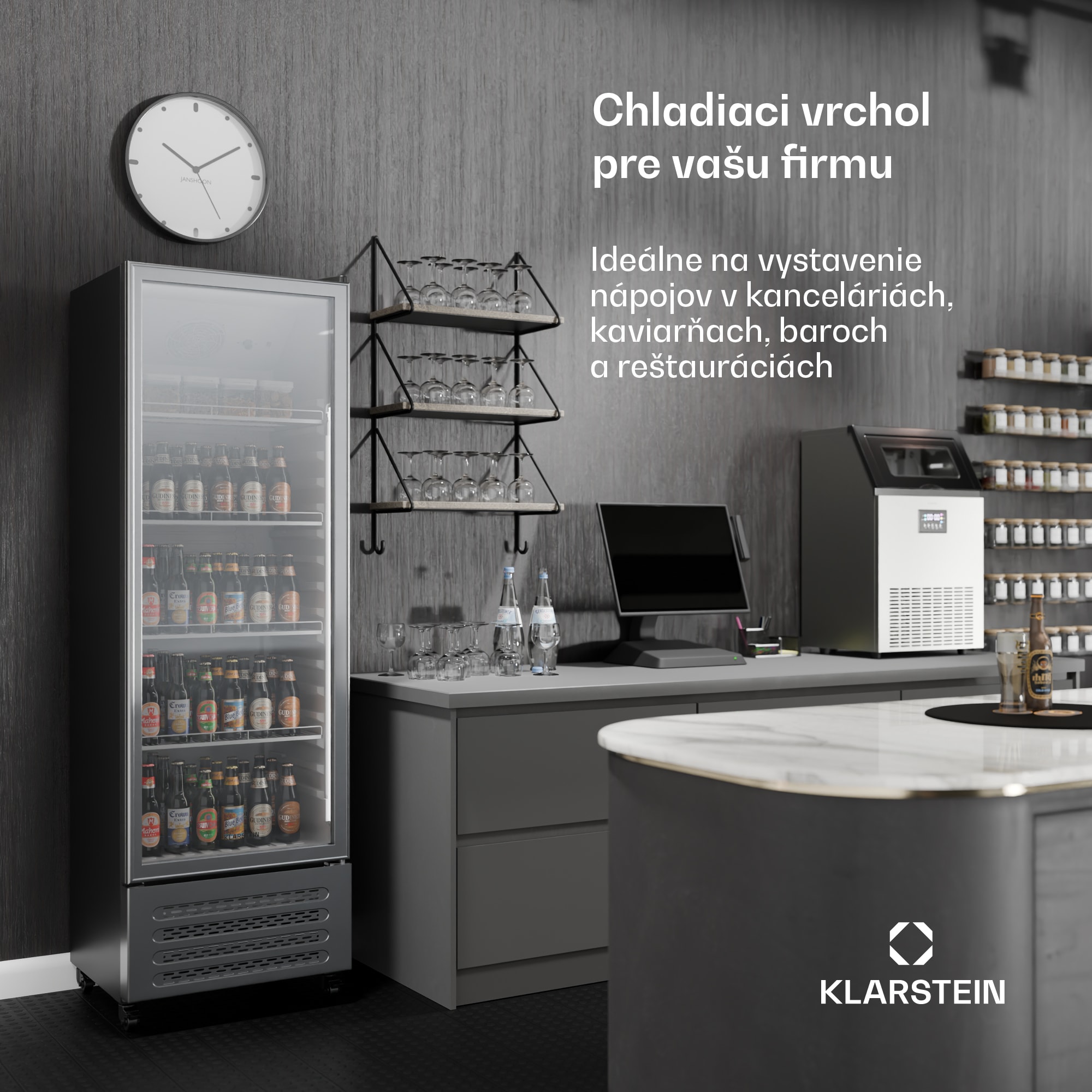 Klarstein GrandCooler chladnička na nápoje, 306 l, LED osvetlenie, s kolieskami, 4 police – Obrázok 4