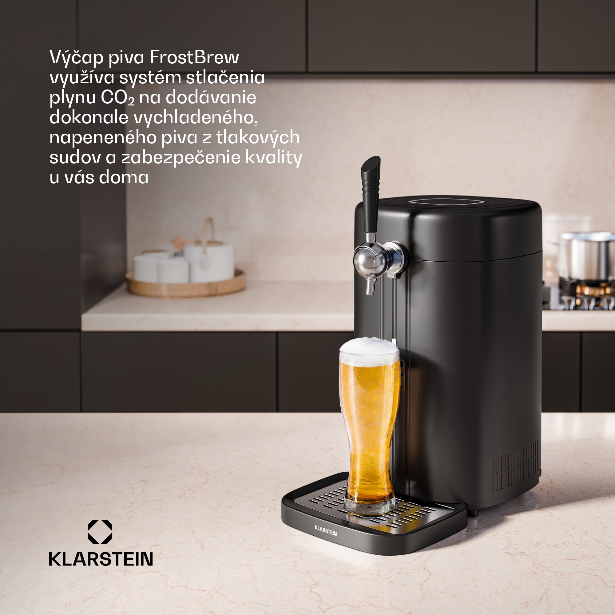 Klarstein FrostBrew pivný výčap, Tlakový systém CO2, Termo chladenie, 3-12 °C, LED displej teploty – Obrázok 2