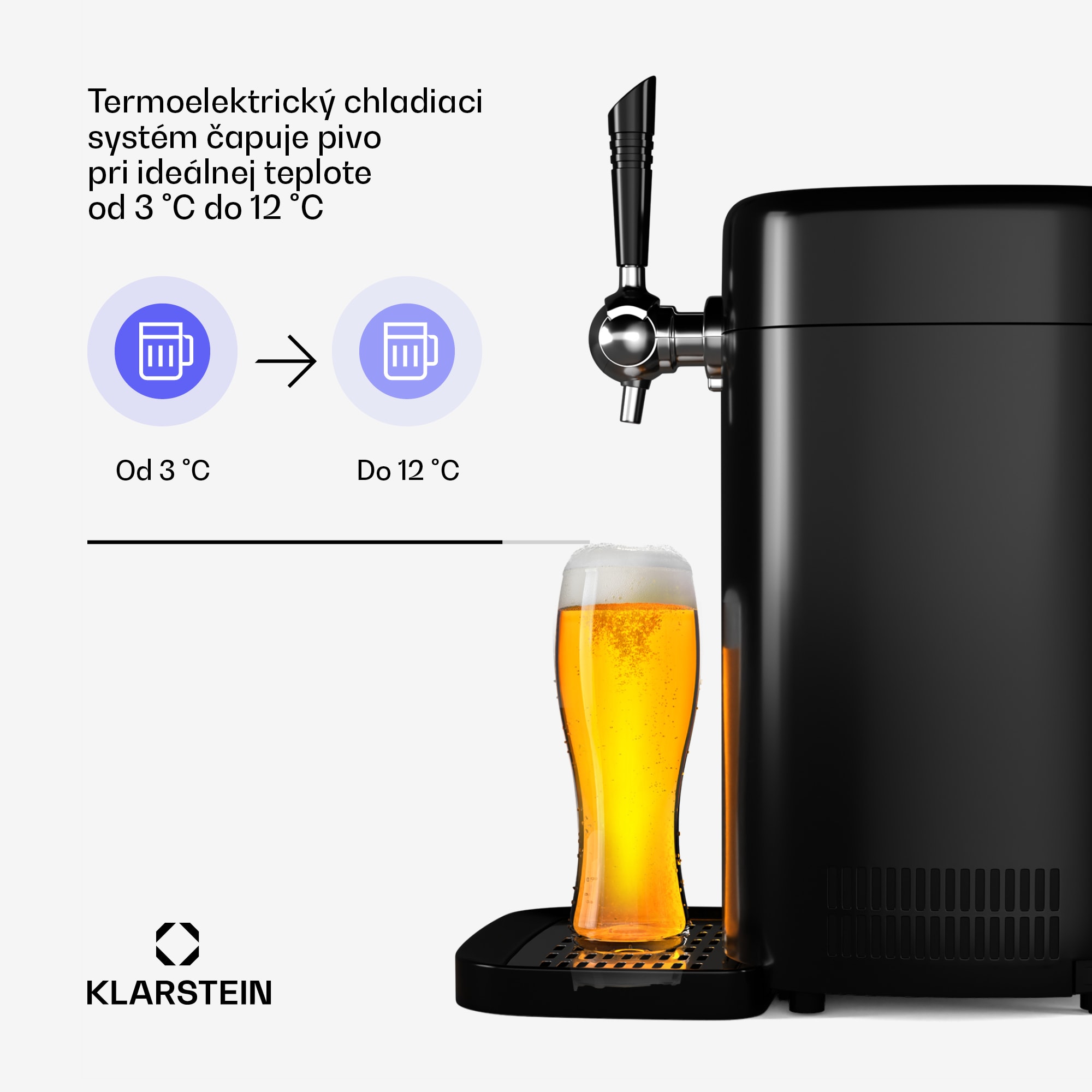 Klarstein FrostBrew pivný výčap, Tlakový systém CO2, Termo chladenie, 3-12 °C, LED displej teploty – Obrázok 4