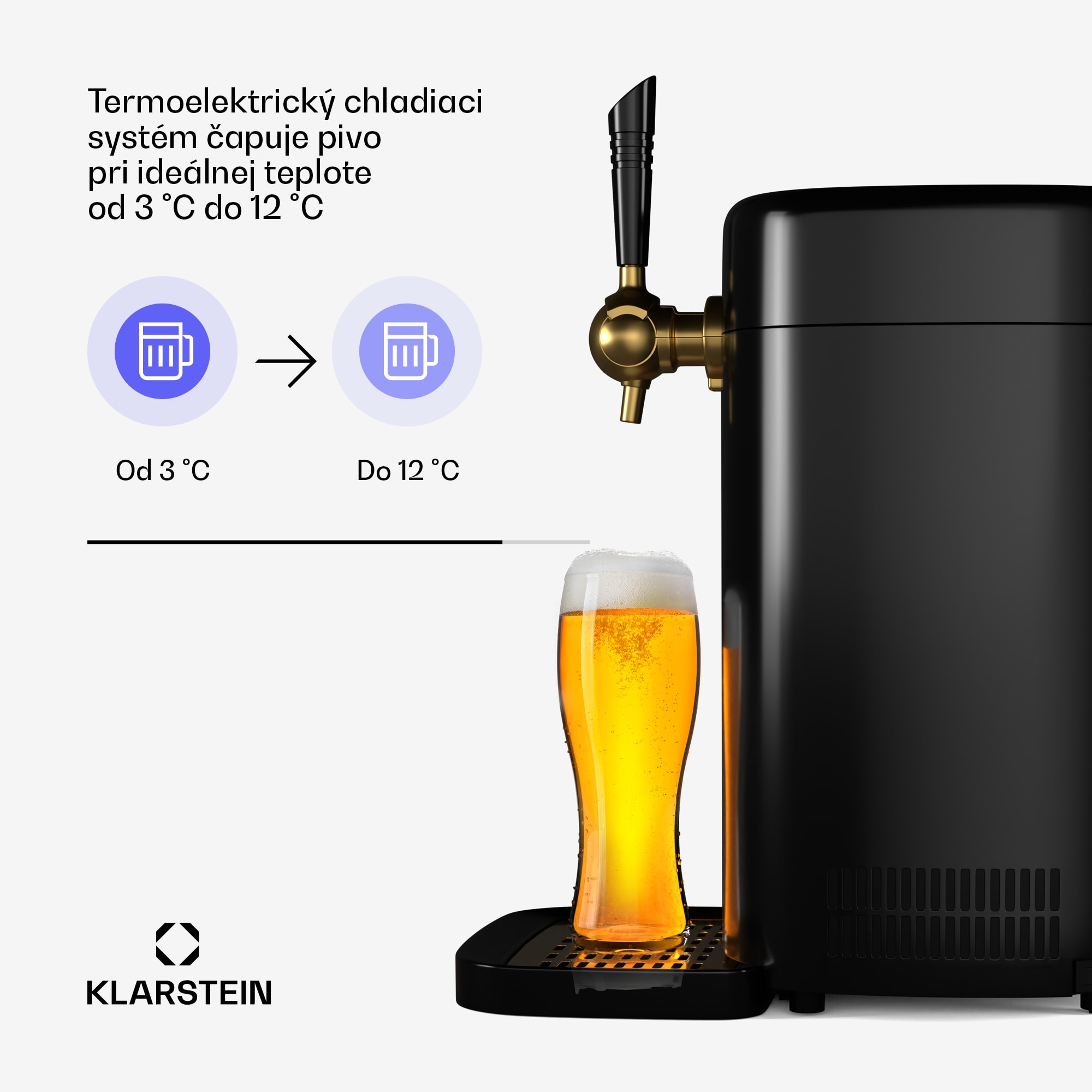 Klarstein FrostBrew pivný výčap, Tlakový systém CO2, Termo chladenie, 3-12 °C, LED displej teploty – Obrázok 4