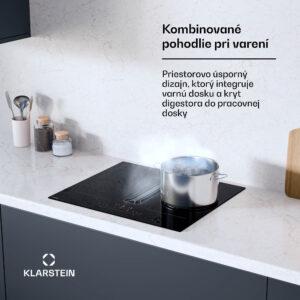 Klarstein AirJet Hybrid Down Air System, Indukčná varná doska s integrovaným digestorom, 445 m³/h, EEK A+